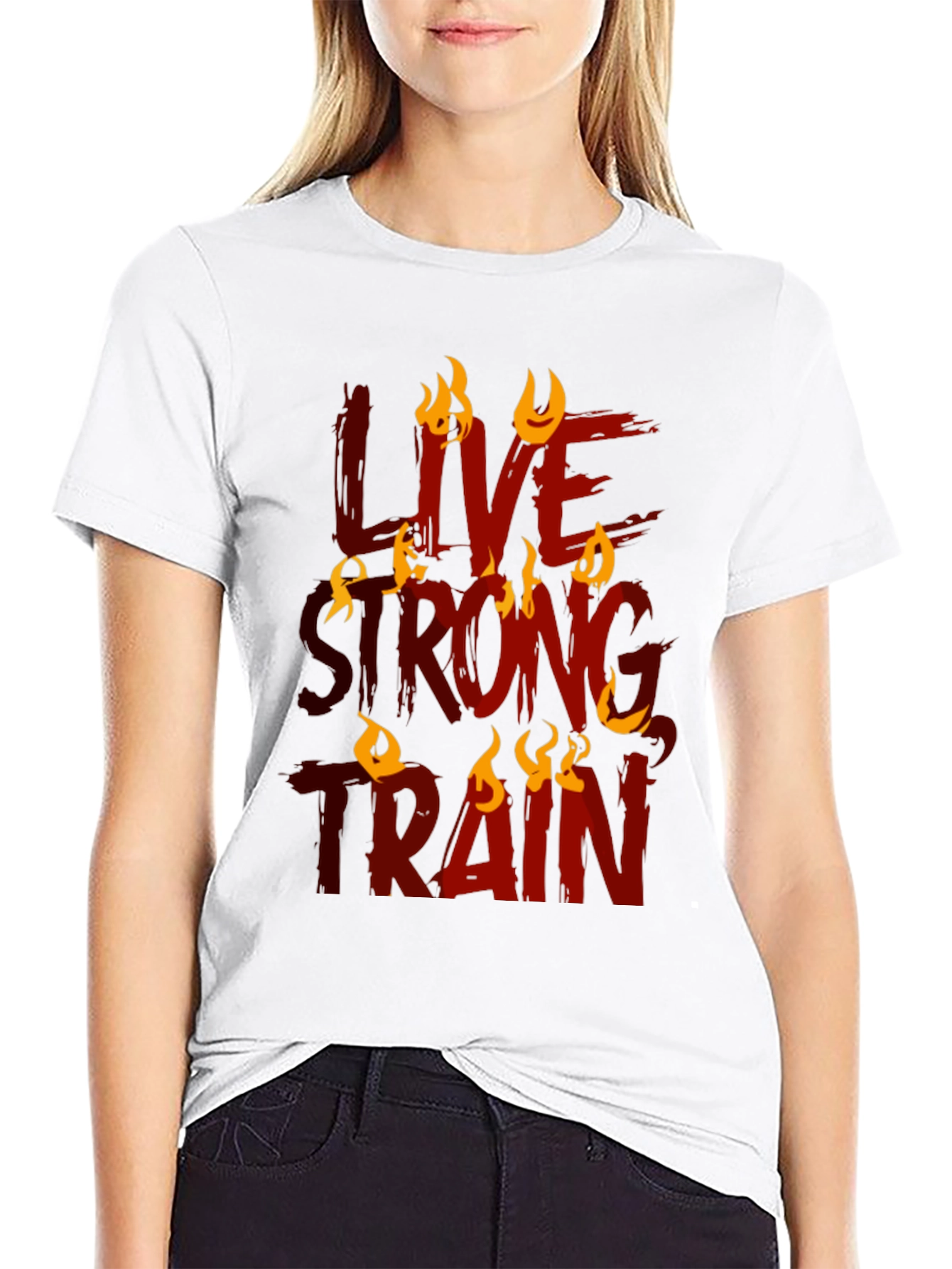 Black Live Strong Train Graphic Tee - Black Cotton Blend view 9