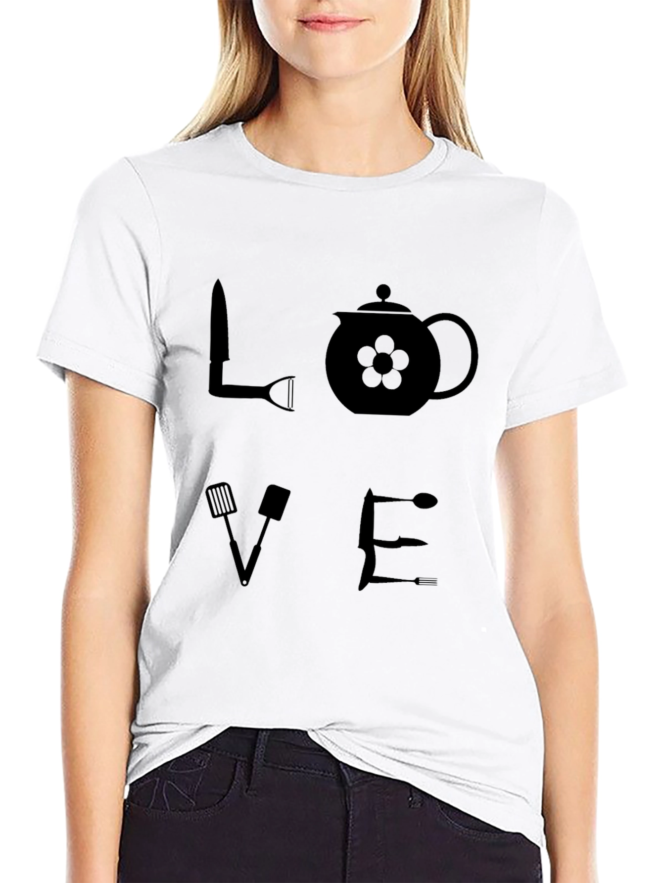 LOVE Kitchen Utensil Graphic T-Shirt - Black - 9