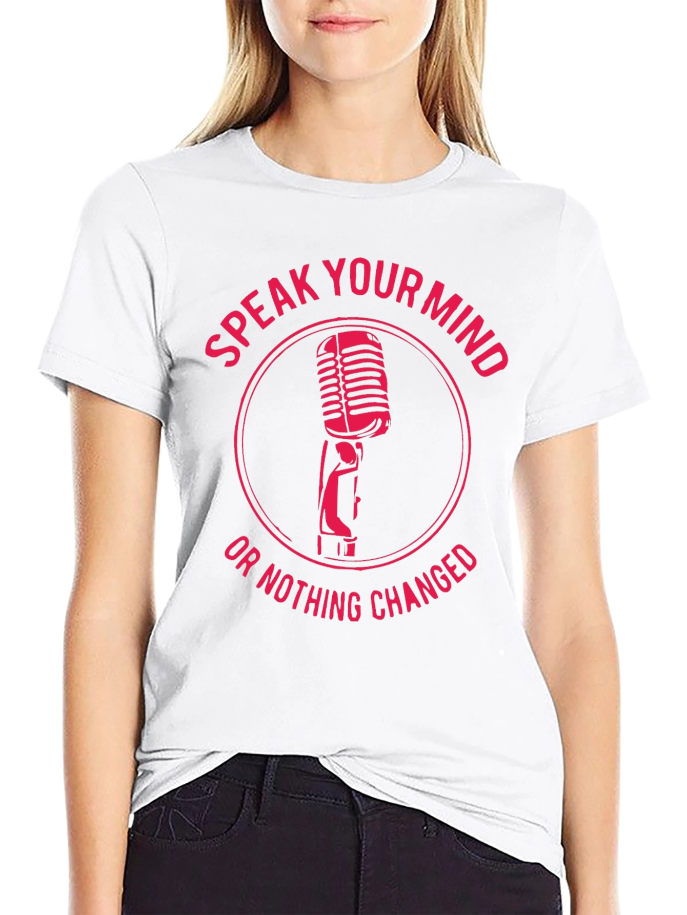 Black Speak Your Mind Tee - Retro Microphone Graphic T-Shirt view 9