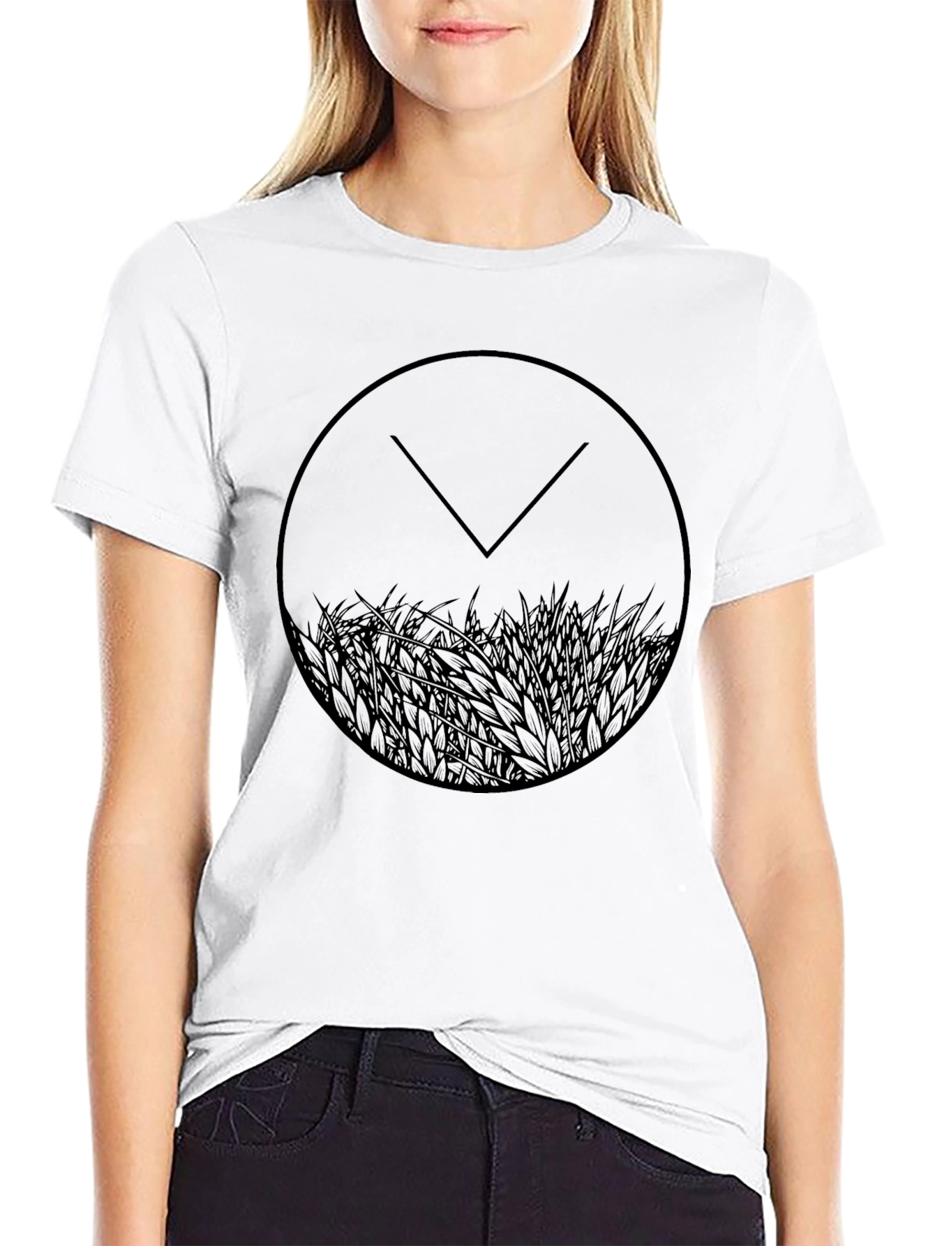 Black Graphic Tee: Circular Design, Minimalist Style view 9