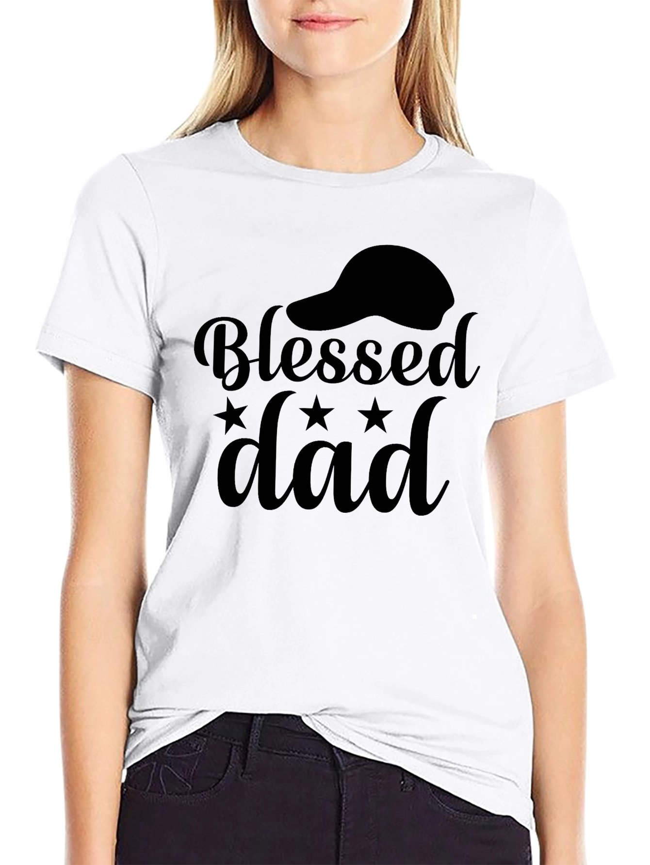 Black Blessed Dad Black Graphic T-Shirt view 9