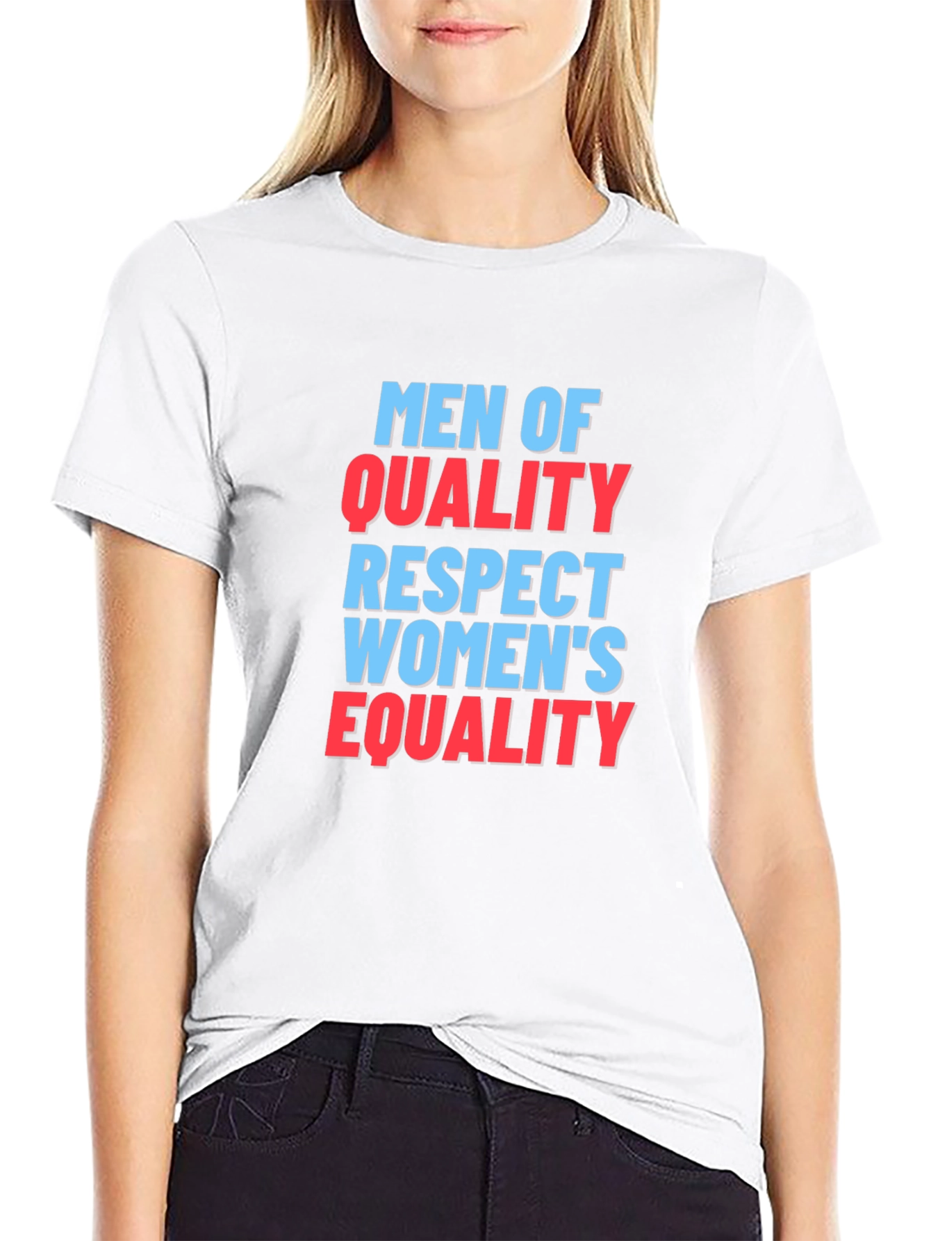 Black Men of Quality Respect Women's Equality T-Shirt view 9