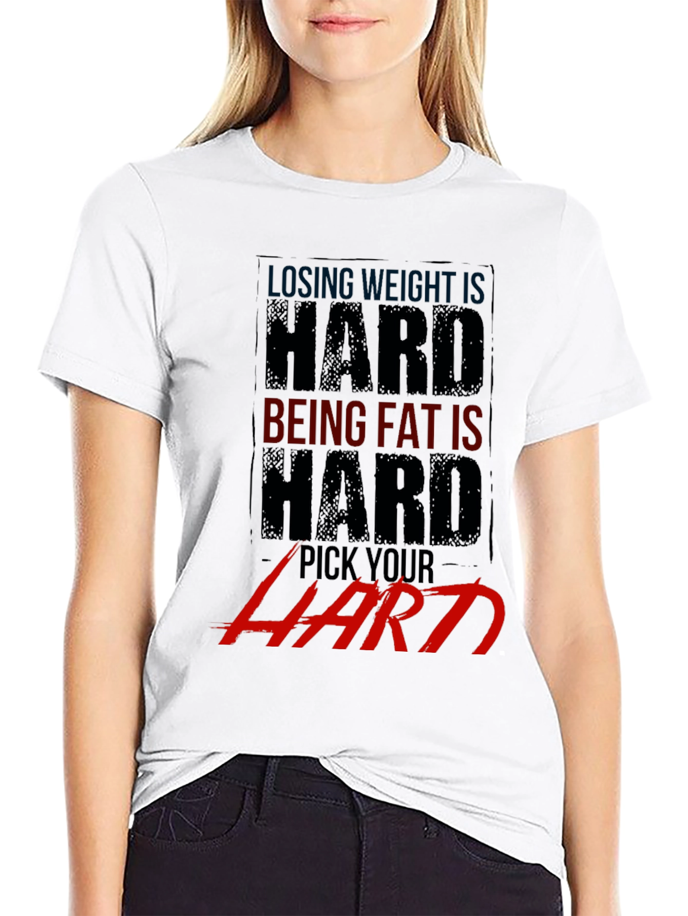 Black Losing Weight Is Hard T-Shirt - Gym Motivation Apparel view 9