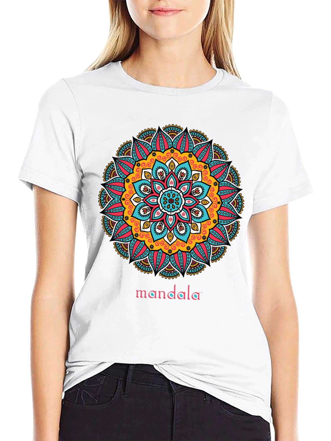 Black Mandala Graphic Print Black T-Shirt view 9