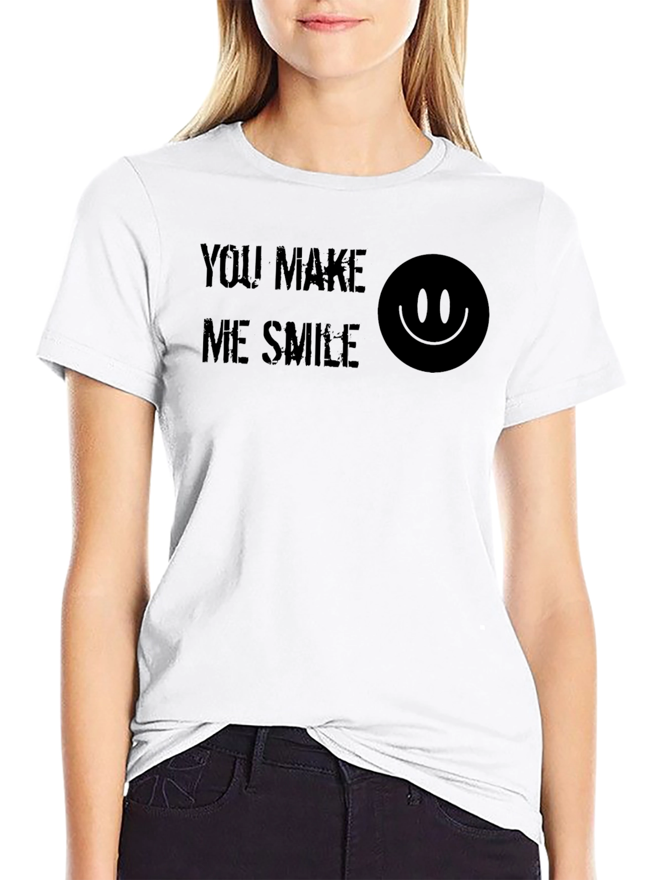 Black You Make Me Smile Graphic Print Tee - Black view 9