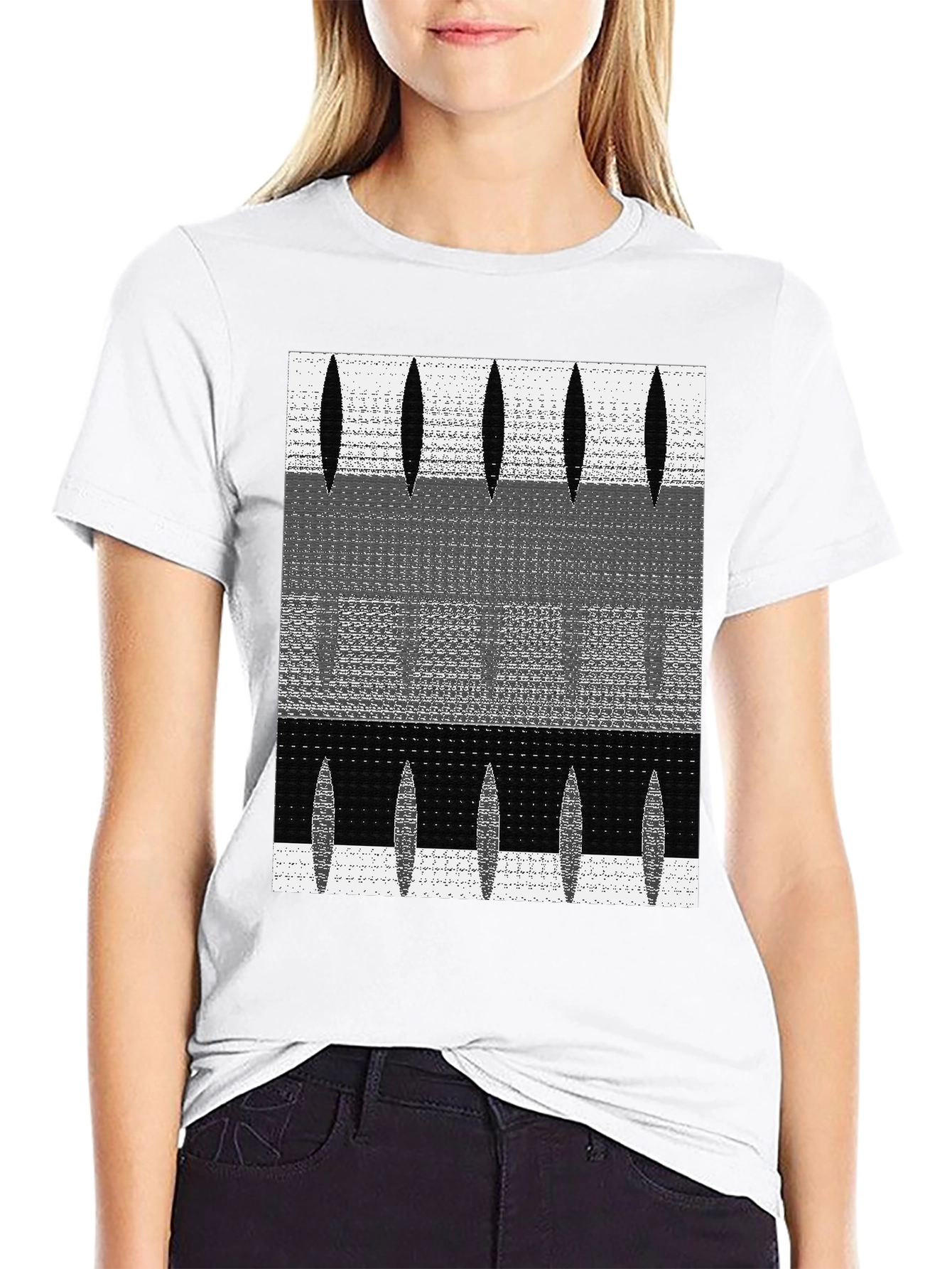 Black Abstract Graphic Print Black T-Shirt view 9