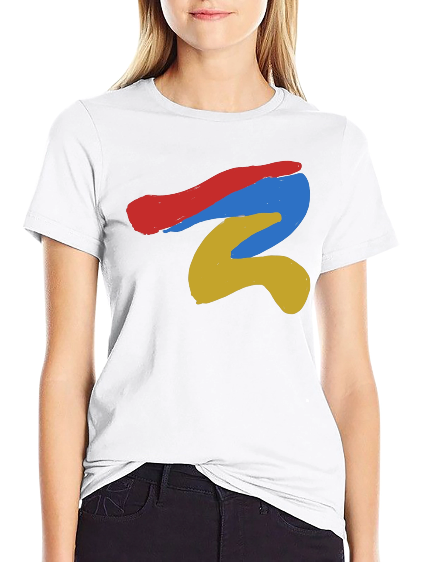 Black Abstract Color Stroke Graphic Tee - Modern Art Shirt view 9
