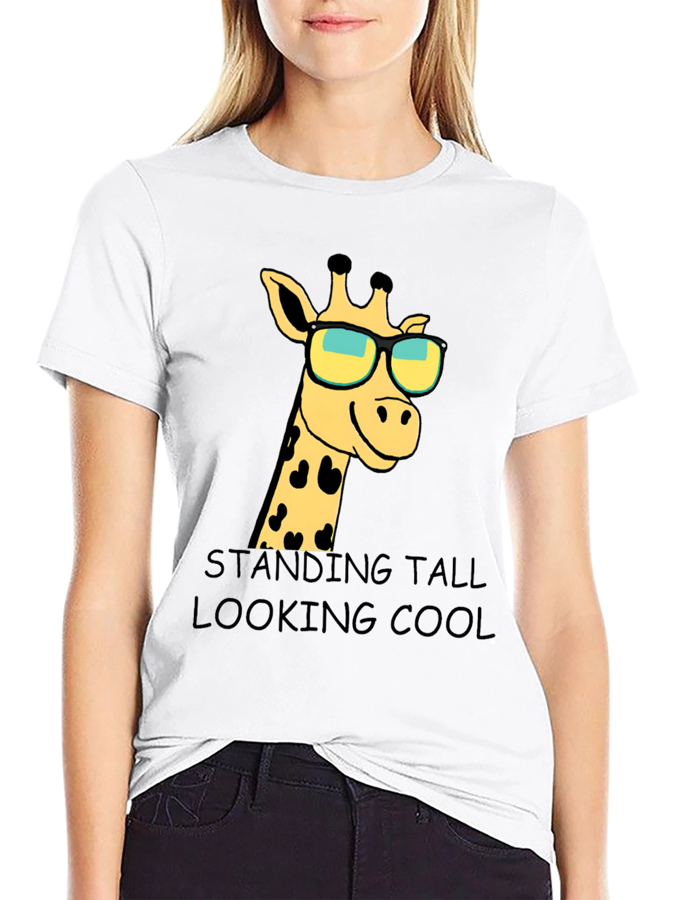 Black Giraffe Sunglasses Graphic T-Shirt: Standing Tall Looking Cool view 9