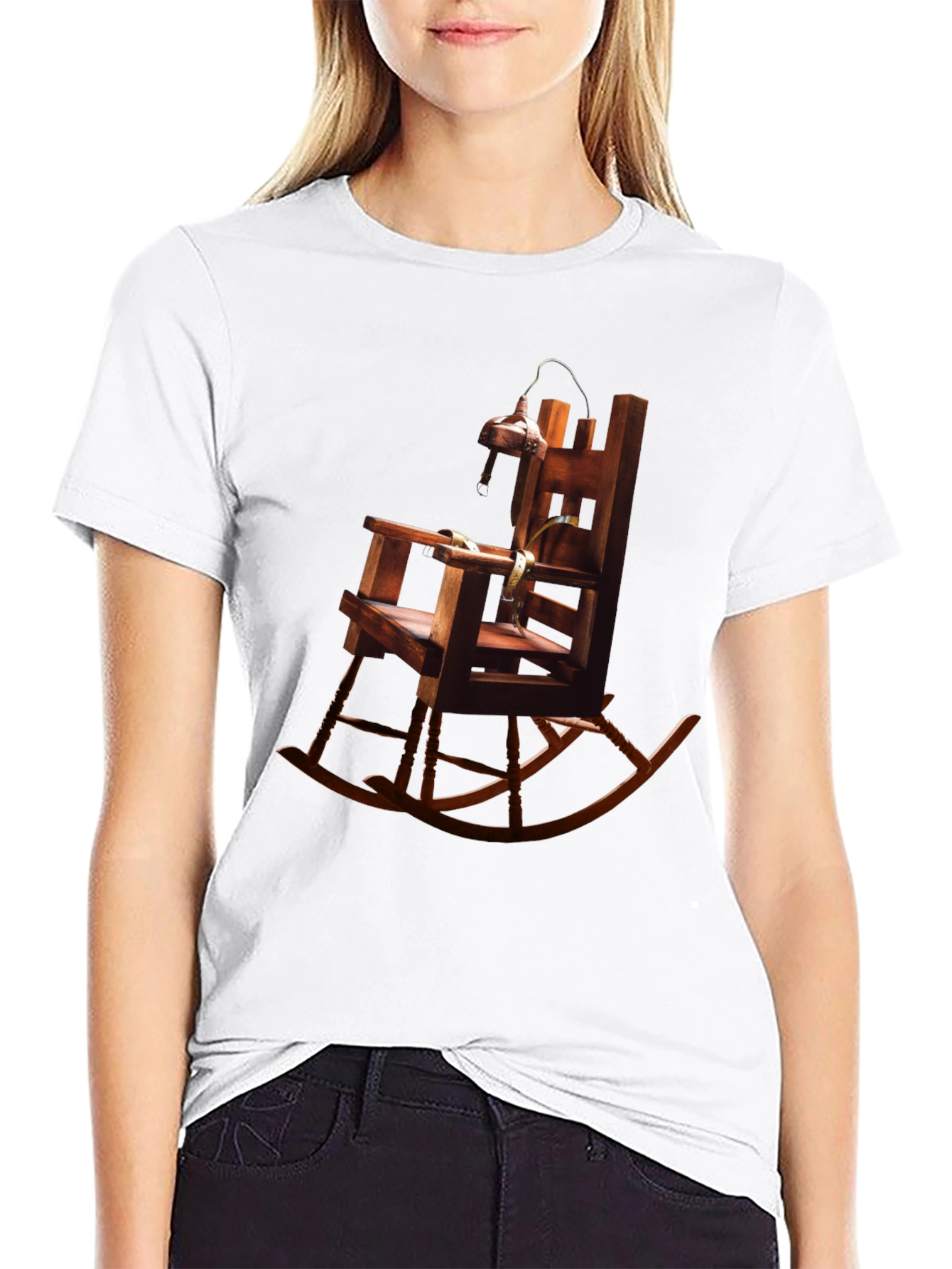 Black Electric Chair Graphic Tee view 9