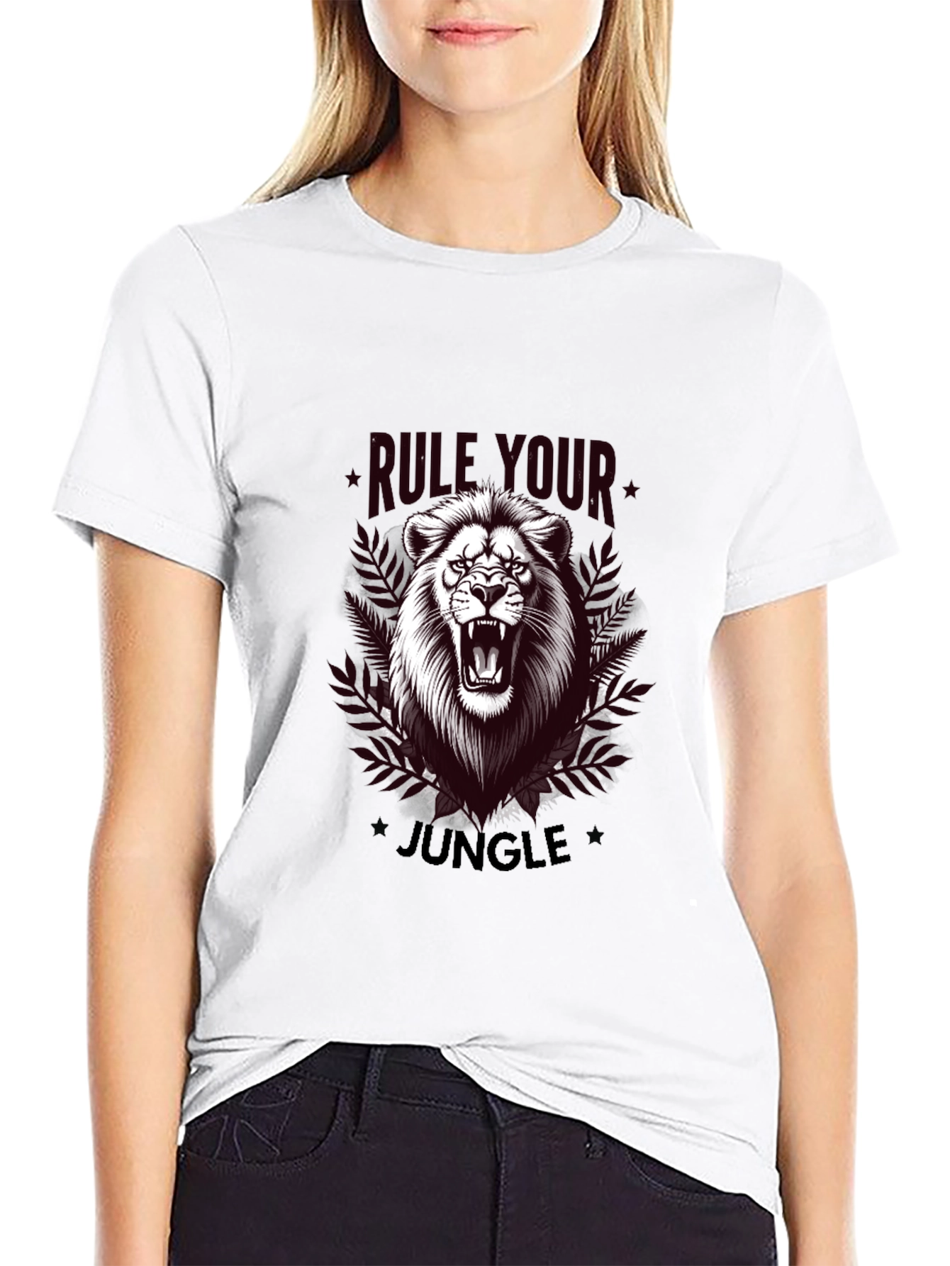 Black Rule Your Jungle Lion Graphic T-Shirt view 9