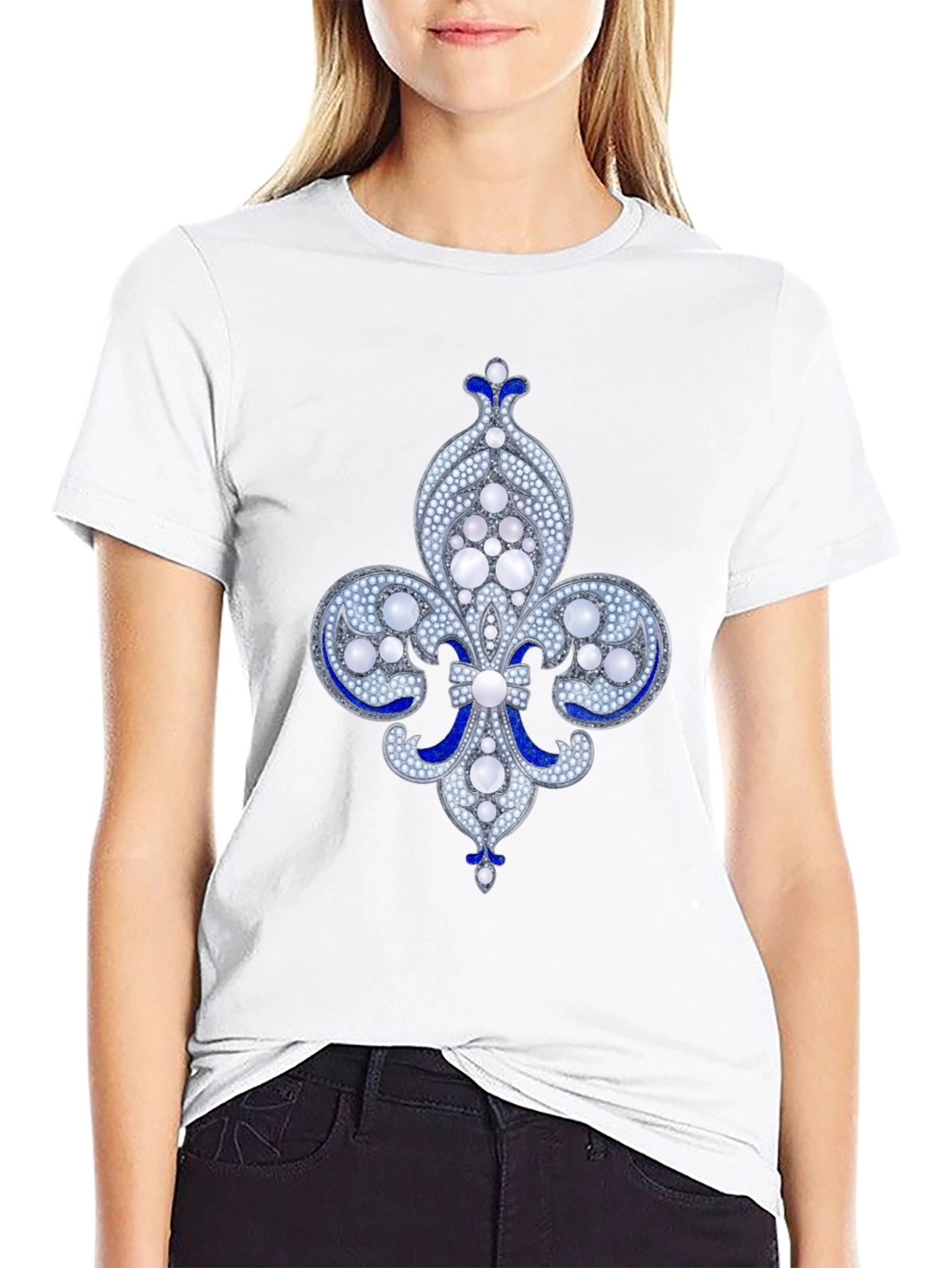 Black Elegant Fleur-de-lis Graphic Tee - Black view 9