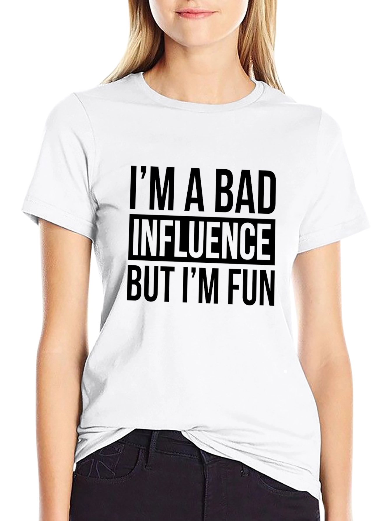 Black Bad Influence Fun Graphic T-Shirt view 9