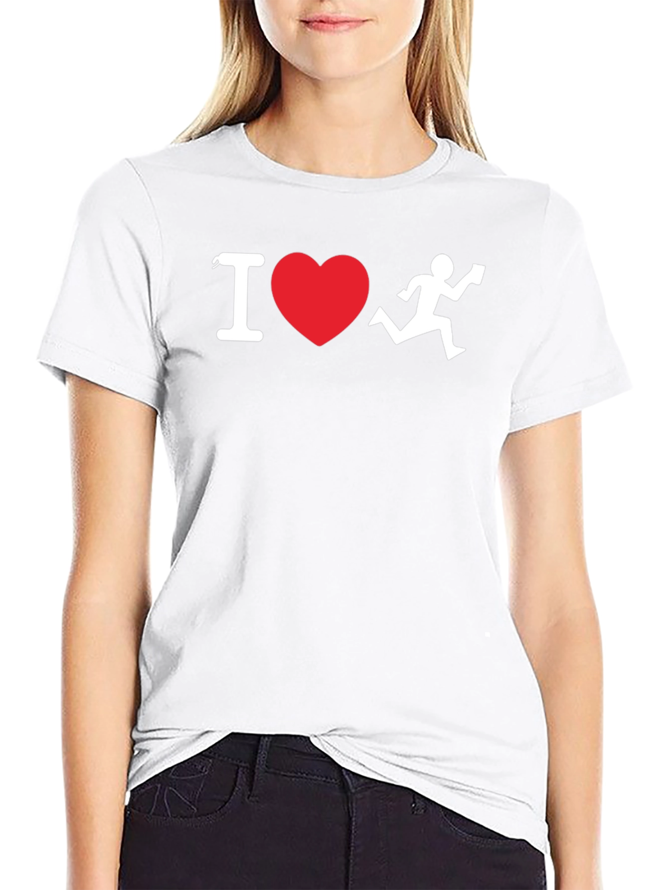 Black I Heart Running T-Shirt - Black Cotton Blend view 9