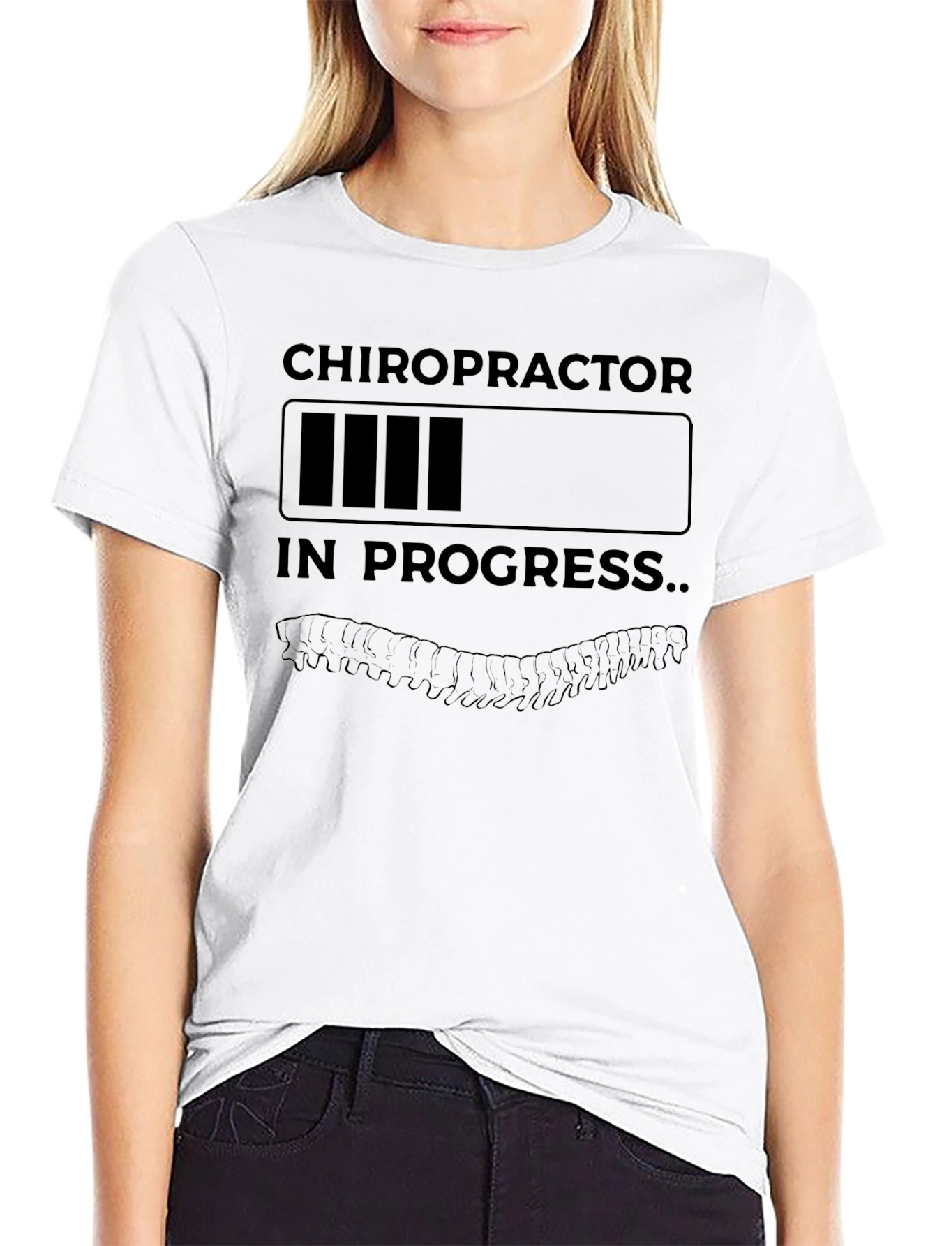 Black Chiropractor In Progress Funny T-Shirt view 9