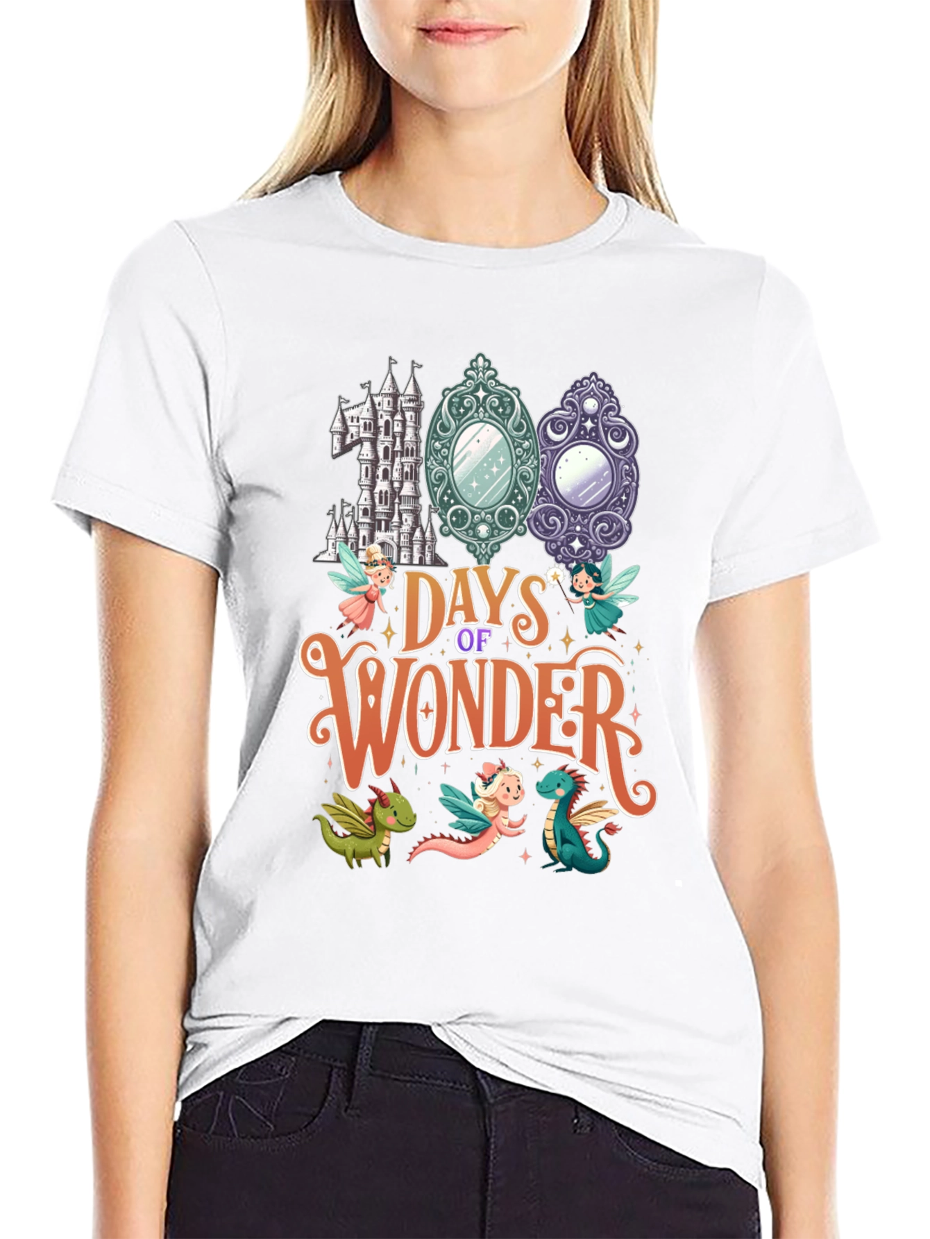 Black 100 Days of Wonder Black T-Shirt view 9