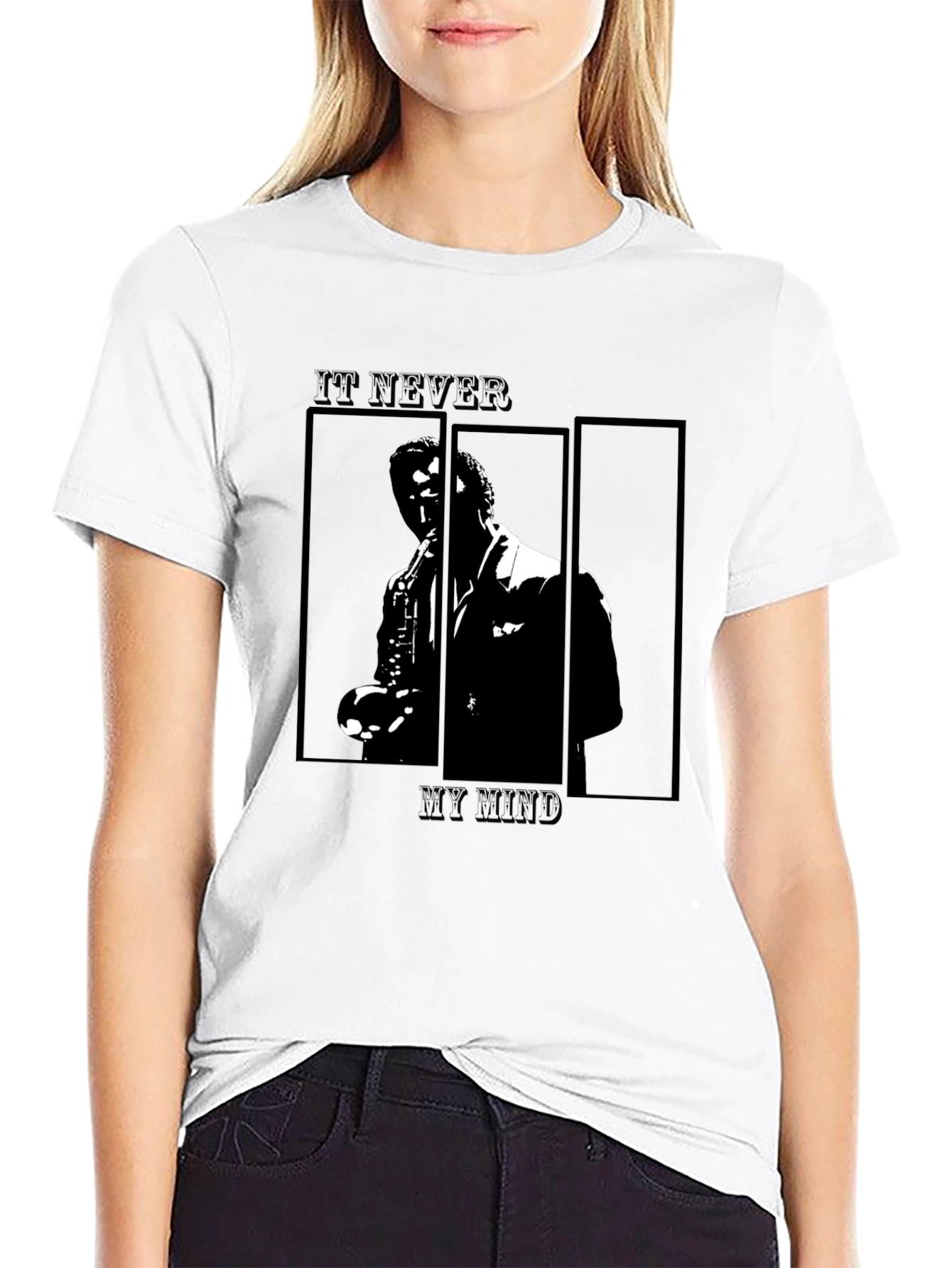 Black Jazz Saxophone Graphic Tee - Classic Black T-Shirt view 9