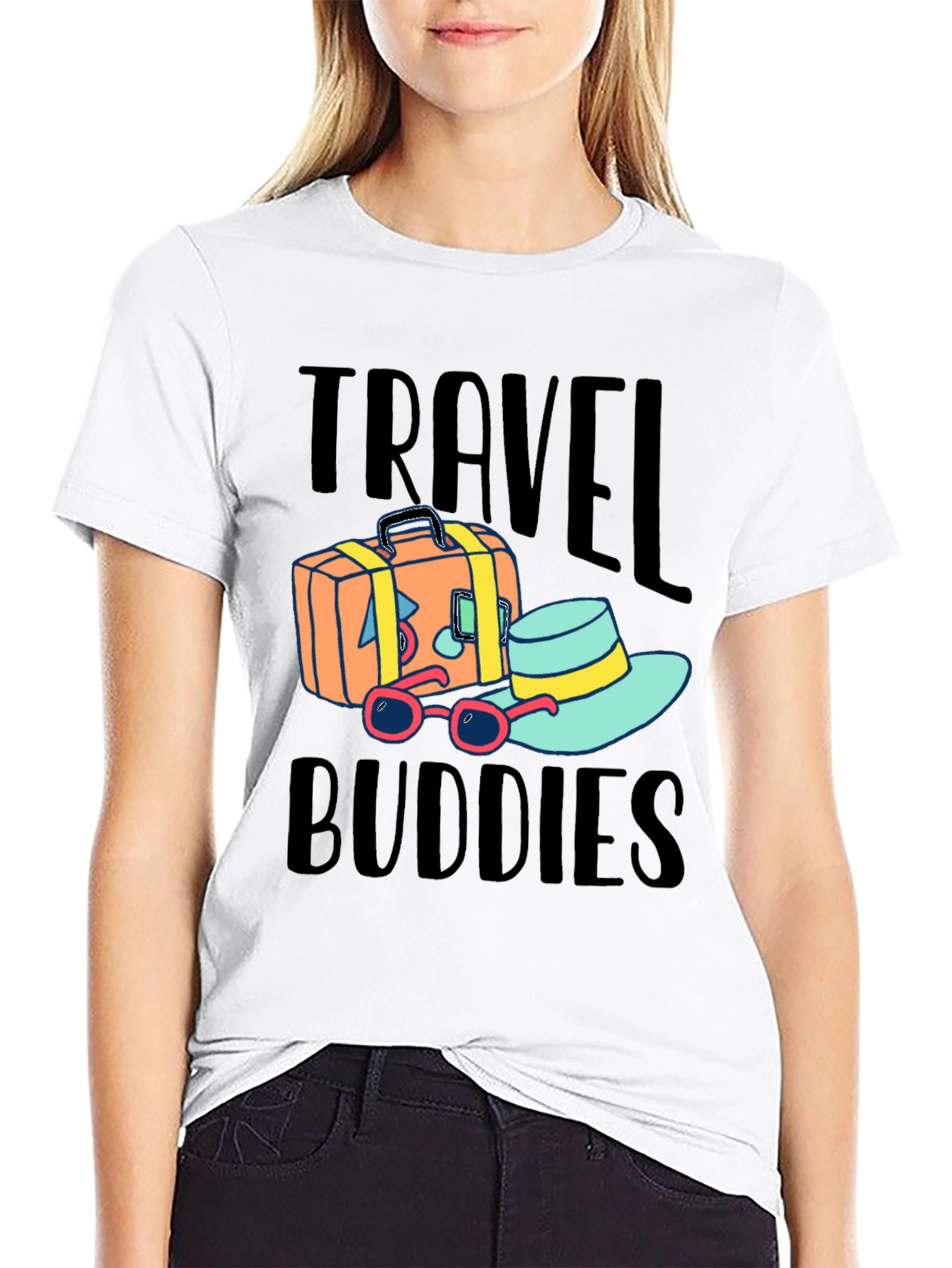 Black Travel Buddies T-Shirt view 9