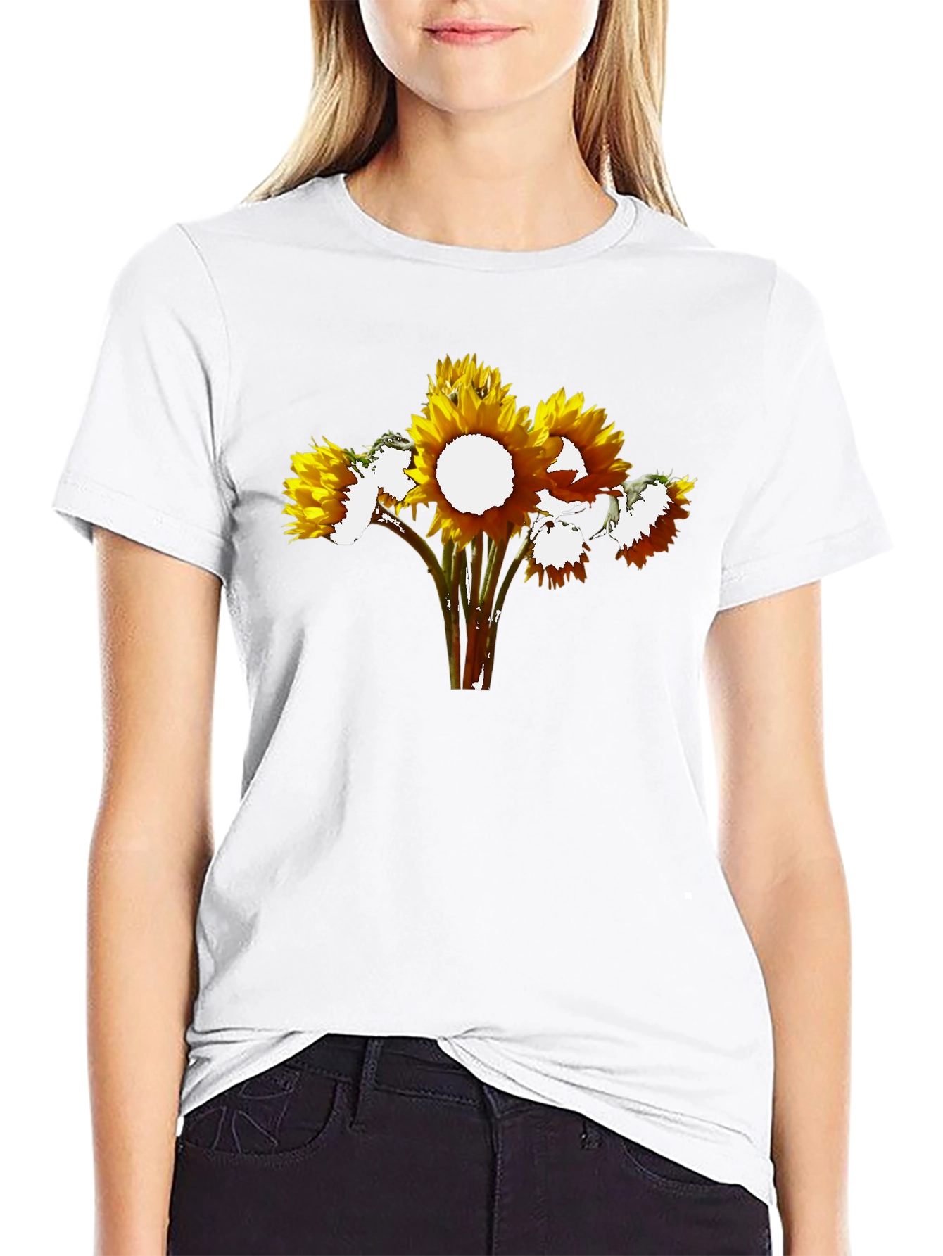 Black Sunflower Graphic Black T-Shirt view 9