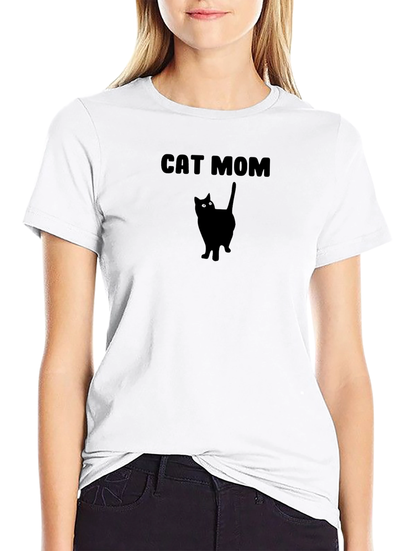 Black Cat Mom T-Shirt - Black Cat Silhouette view 9