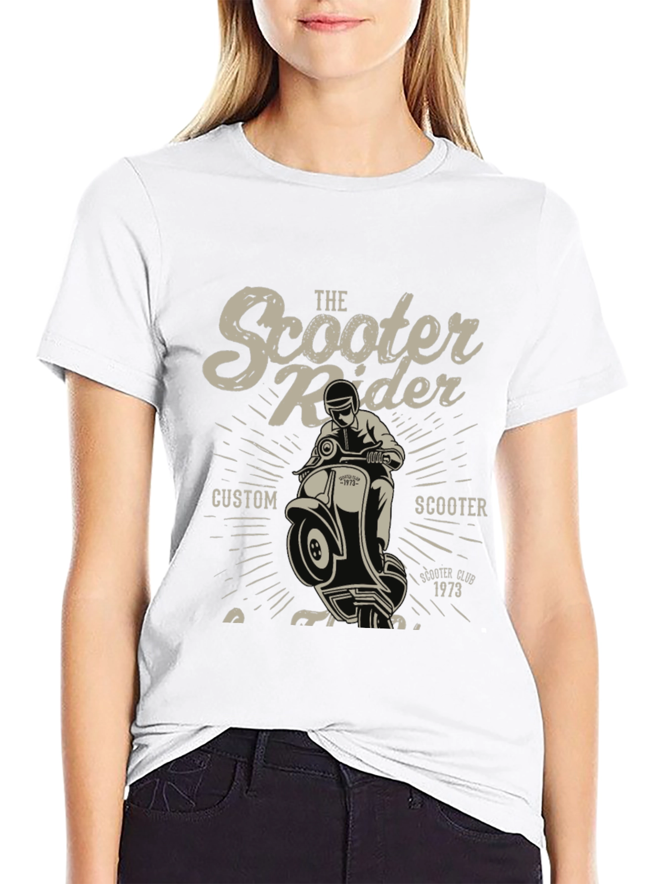 Black Vintage Scooter Rider Graphic Tee - Custom Scooter Club view 9