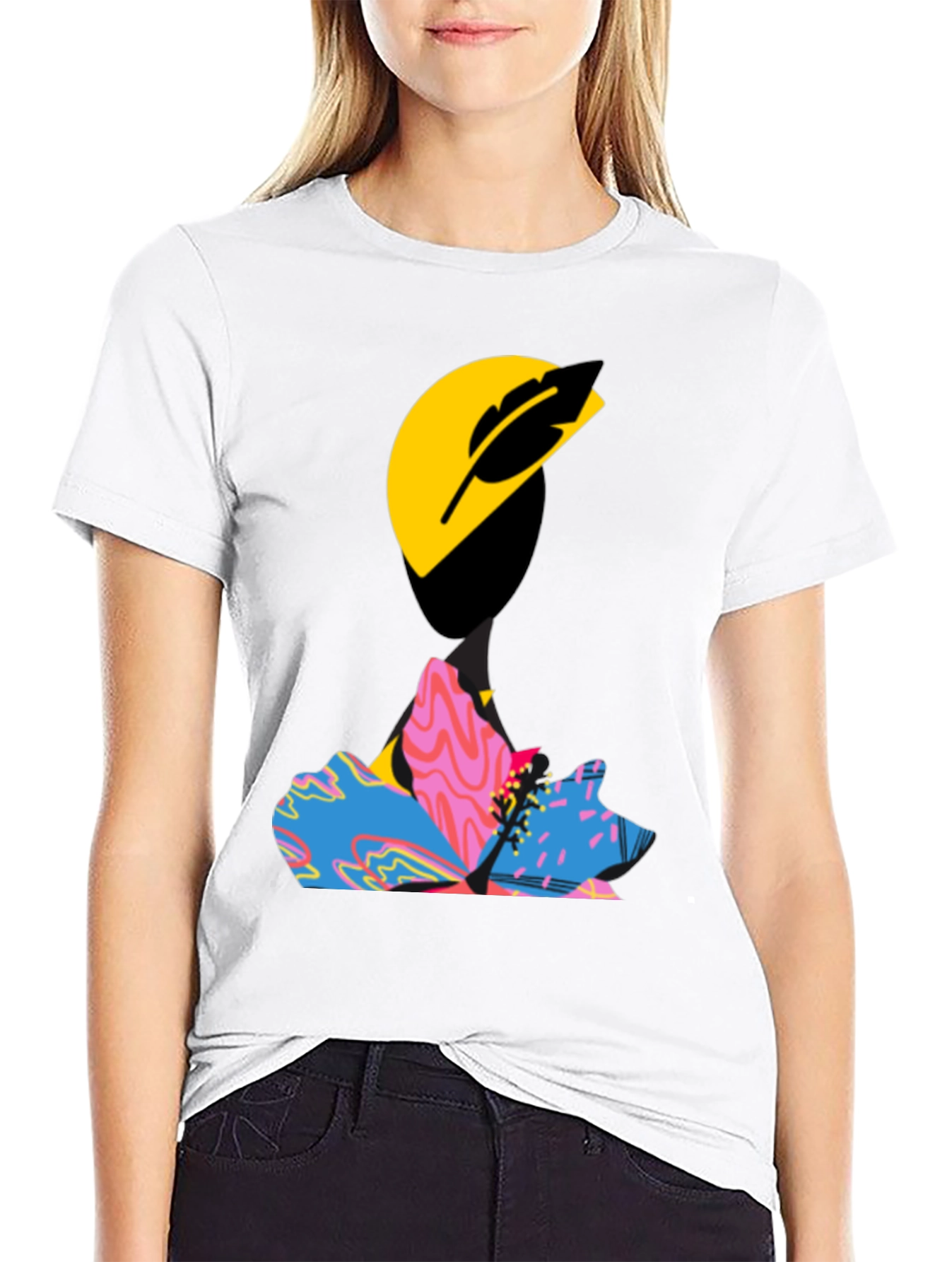 Black Abstract Graphic Print Black T-Shirt view 9