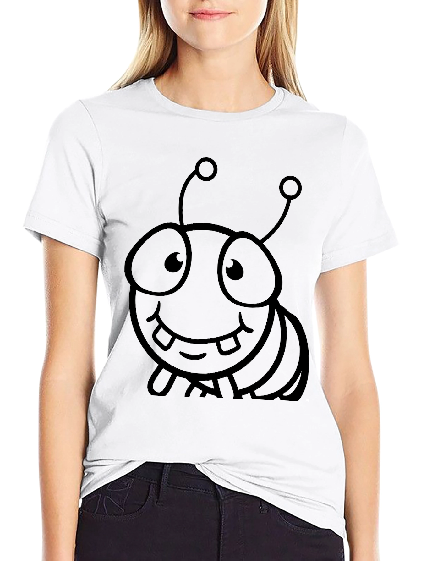 Black Cute Cartoon Bug Graphic T-Shirt view 9