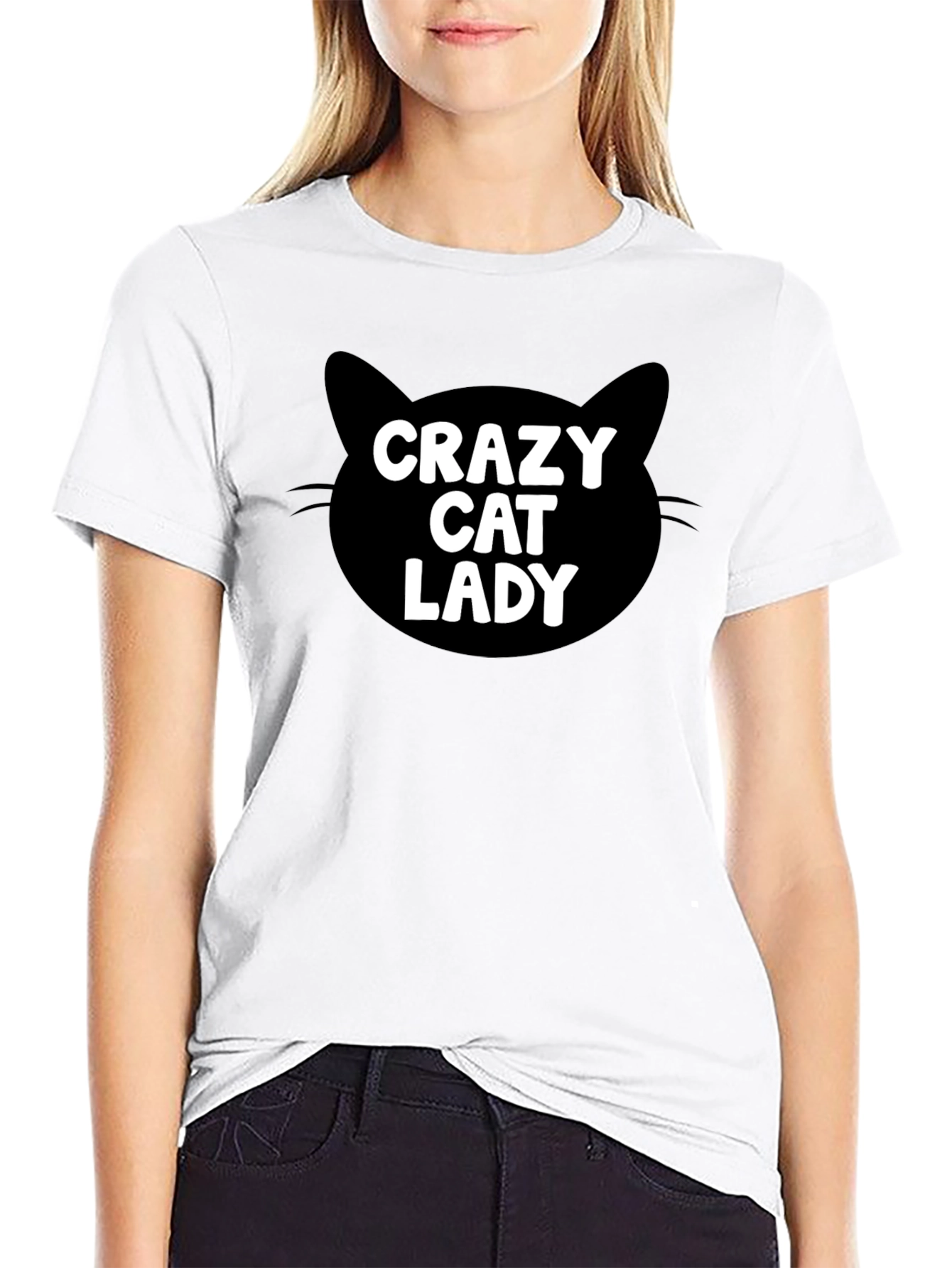 Black Crazy Cat Lady T-Shirt - Black view 9