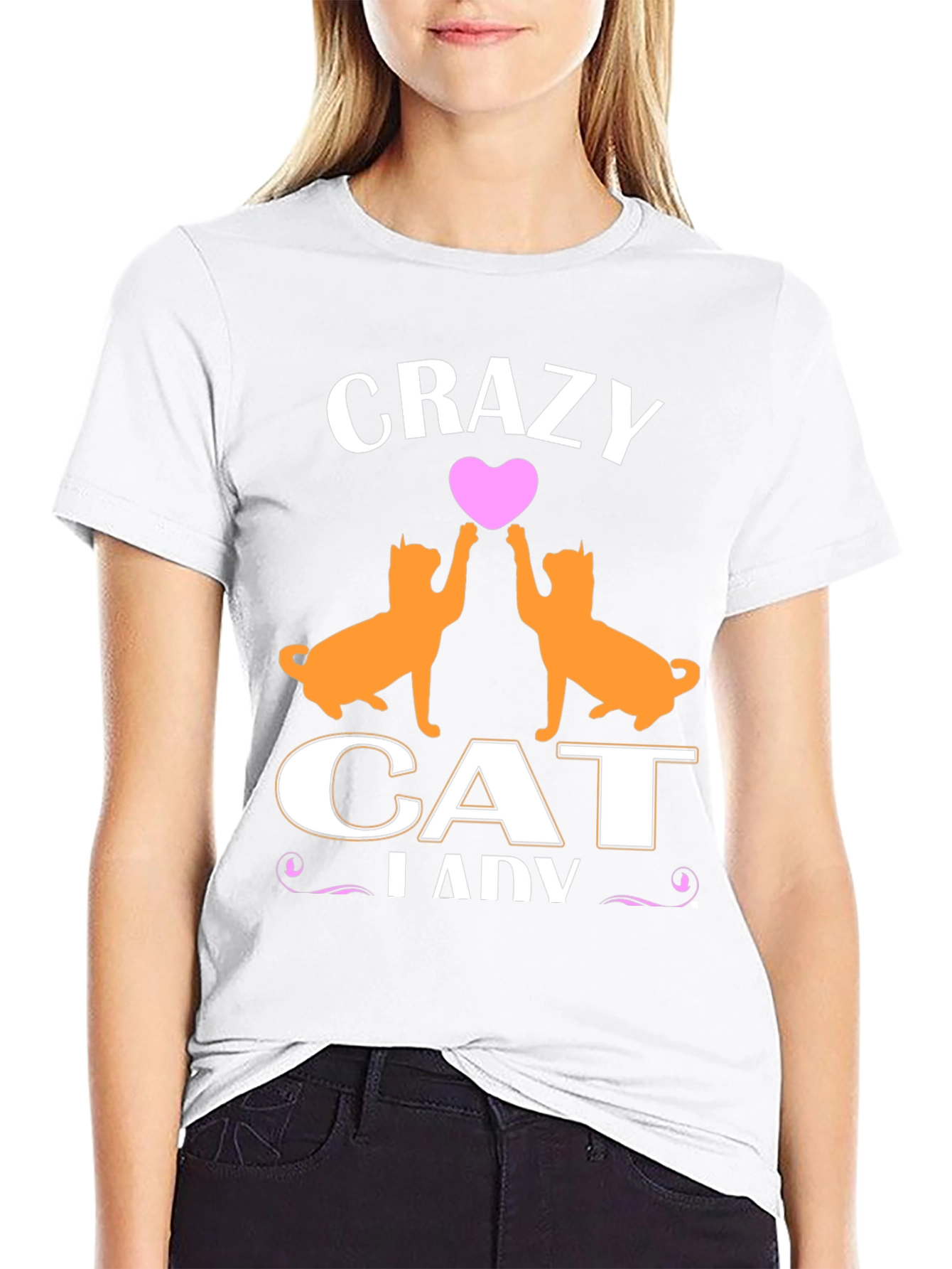 Black Crazy Cat Lady T-Shirt - Cute Cat Lover Tee view 9