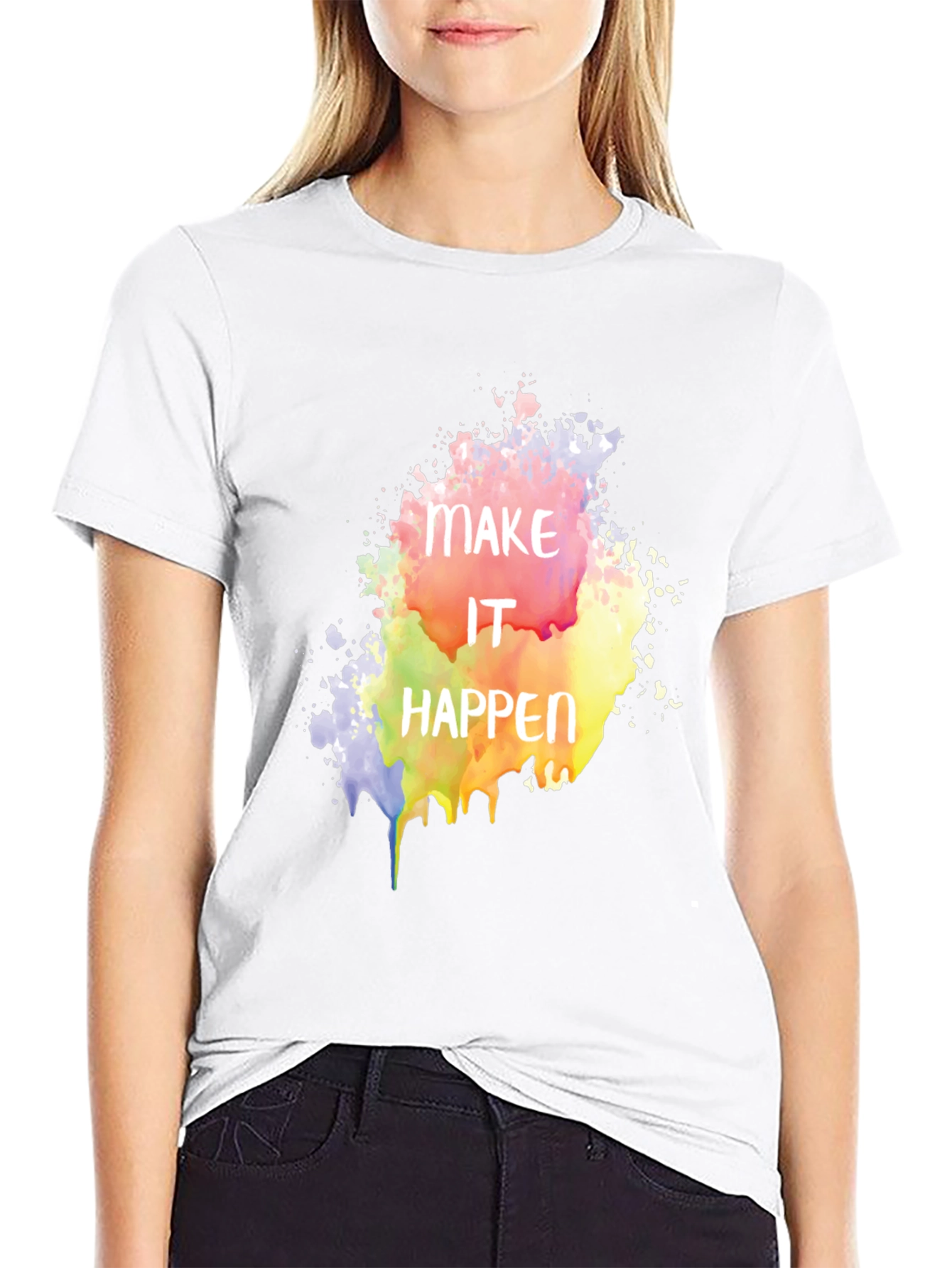 Black Make It Happen Graphic Tee - Black Cotton Blend view 9