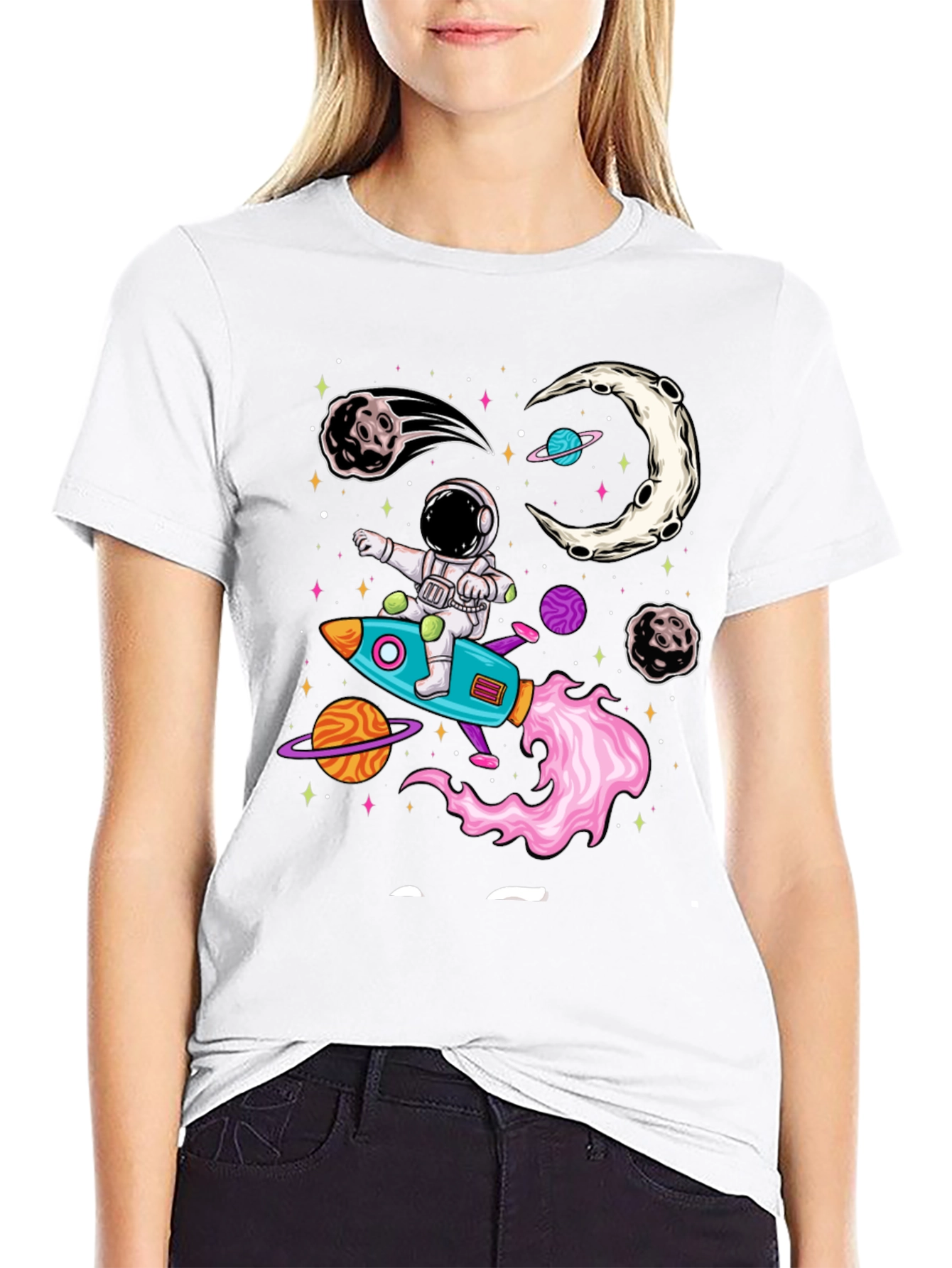 Black Astronaut Rocket Ride T-Shirt view 9