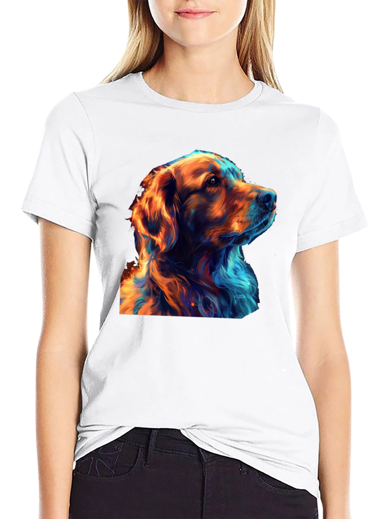 Cool Dog Art Graphic Black T-Shirt - 9