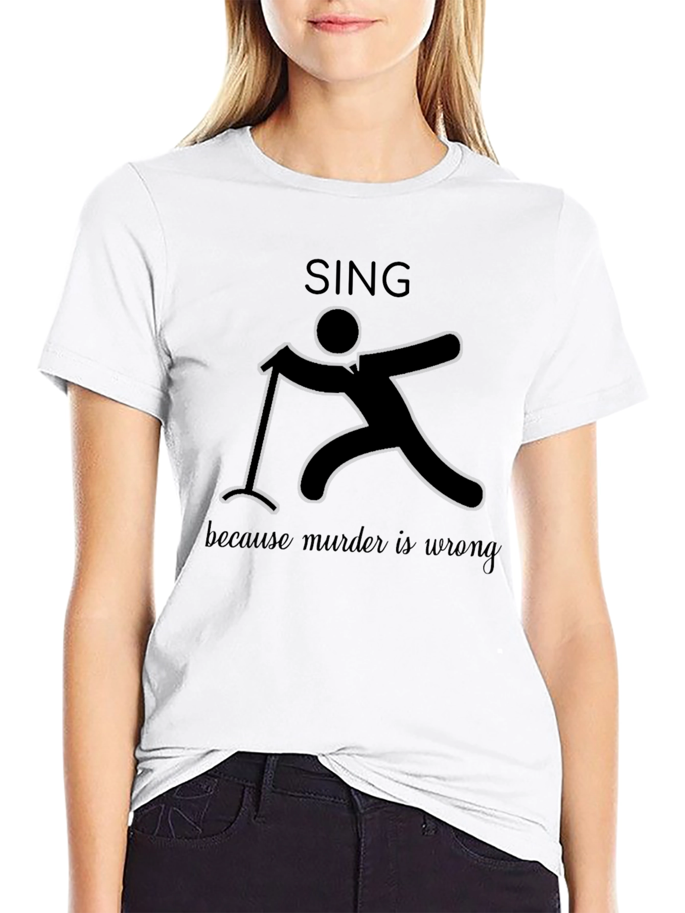 Black Sing Because Murder is Wrong T-Shirt view 9