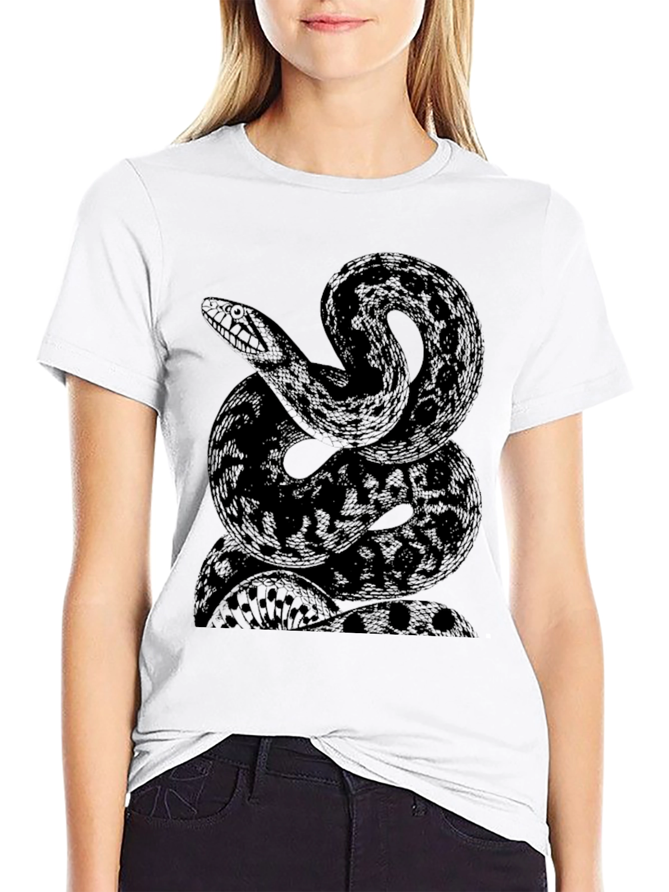 Black Snake Graphic Print Black T-Shirt view 9