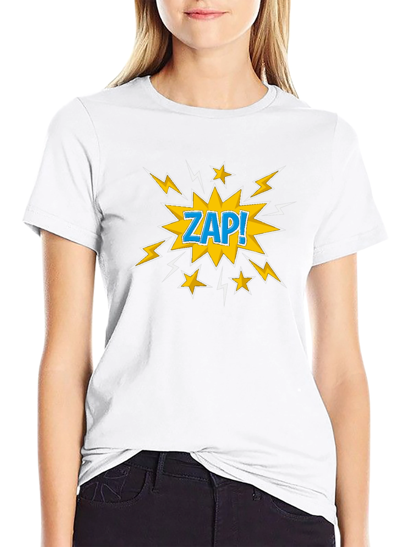 Black Zap! Graphic Print T-Shirt - Black Cotton Tee view 9