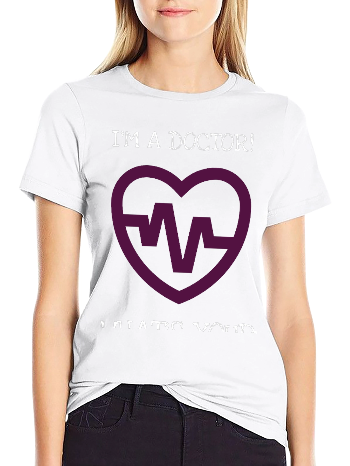 Black I'm a Doctor! Graphic T-Shirt - Medical Heartbeat Design view 9