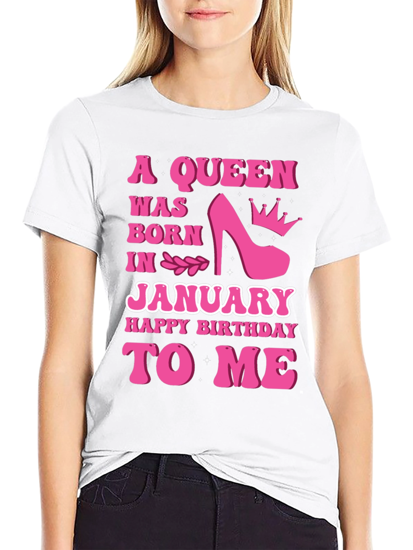Black A Queen Was Born In January T-Shirt view 9