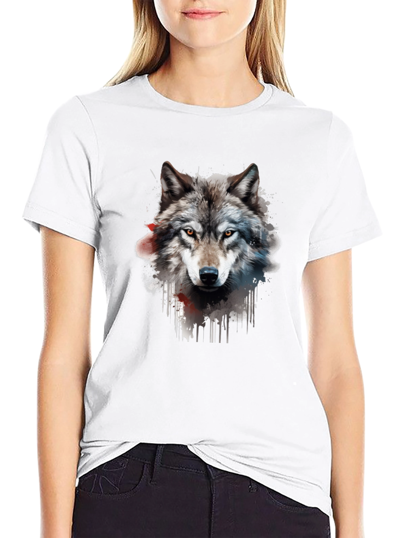 Black Wolf Graphic T-Shirt - Men's Black Tee view 9