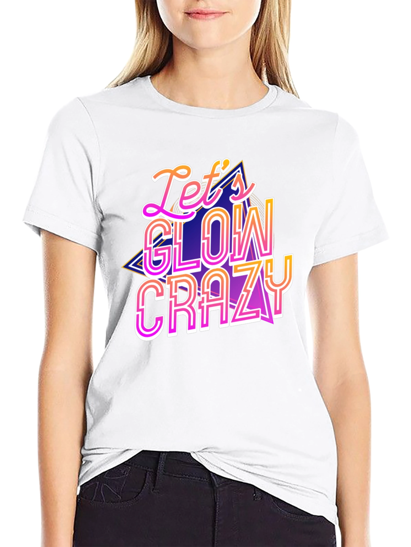 Black Let's Glow Crazy Graphic Tee - Party Shirt view 9