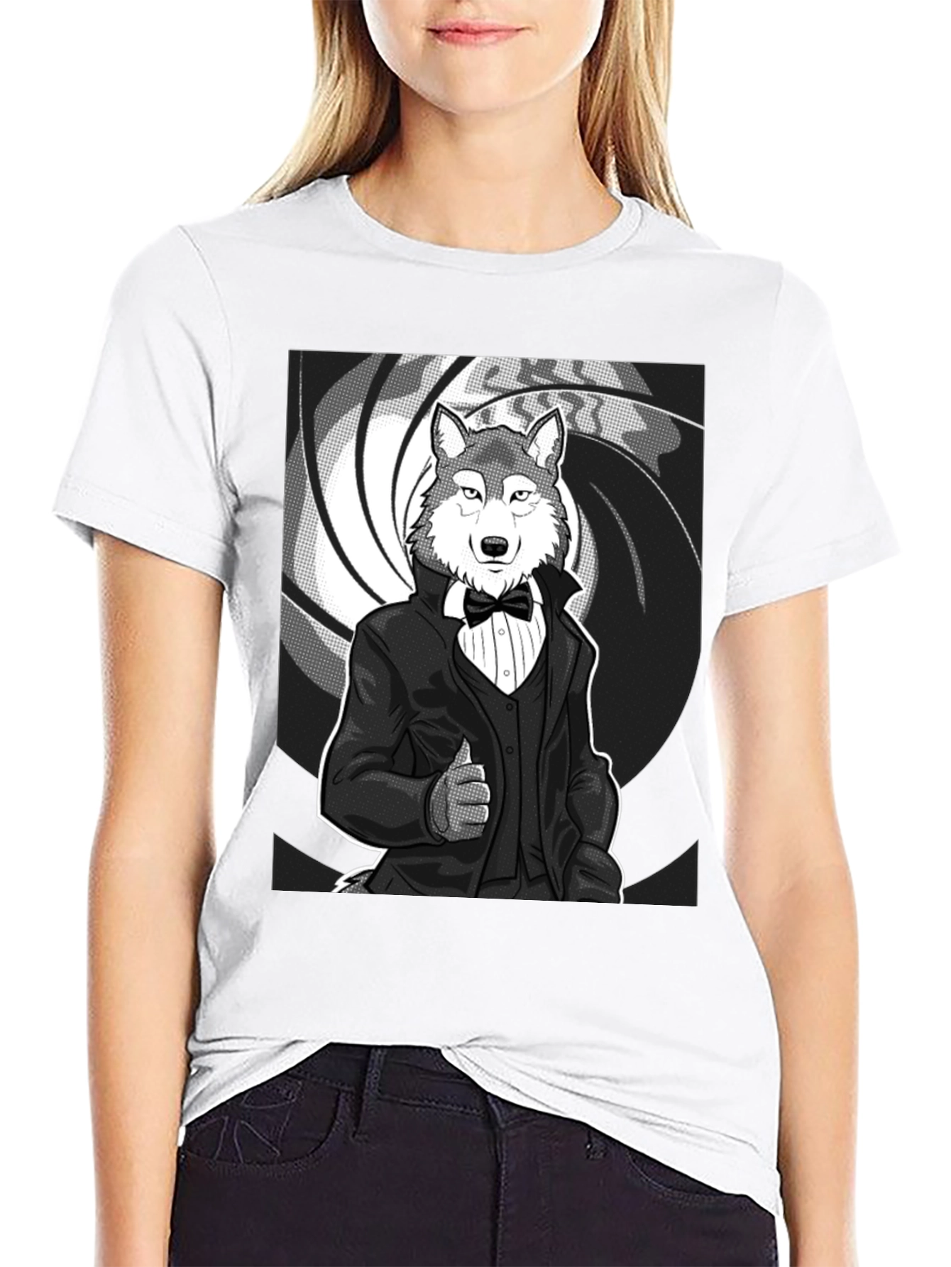 Black Wolf Tuxedo T-Shirt - Suave and Sophisticated Style view 9