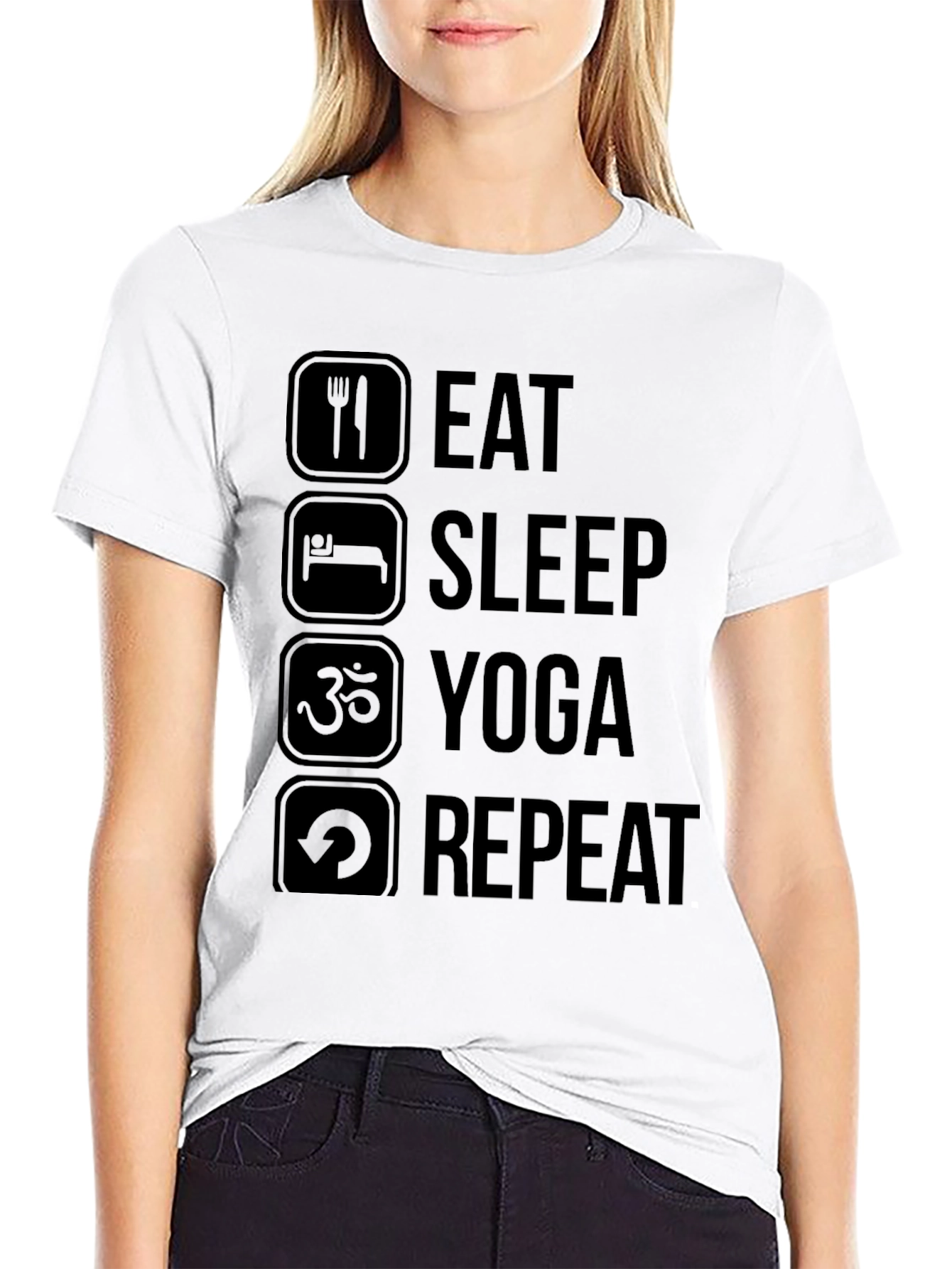 Black Eat Sleep Yoga Repeat Black T-Shirt view 9