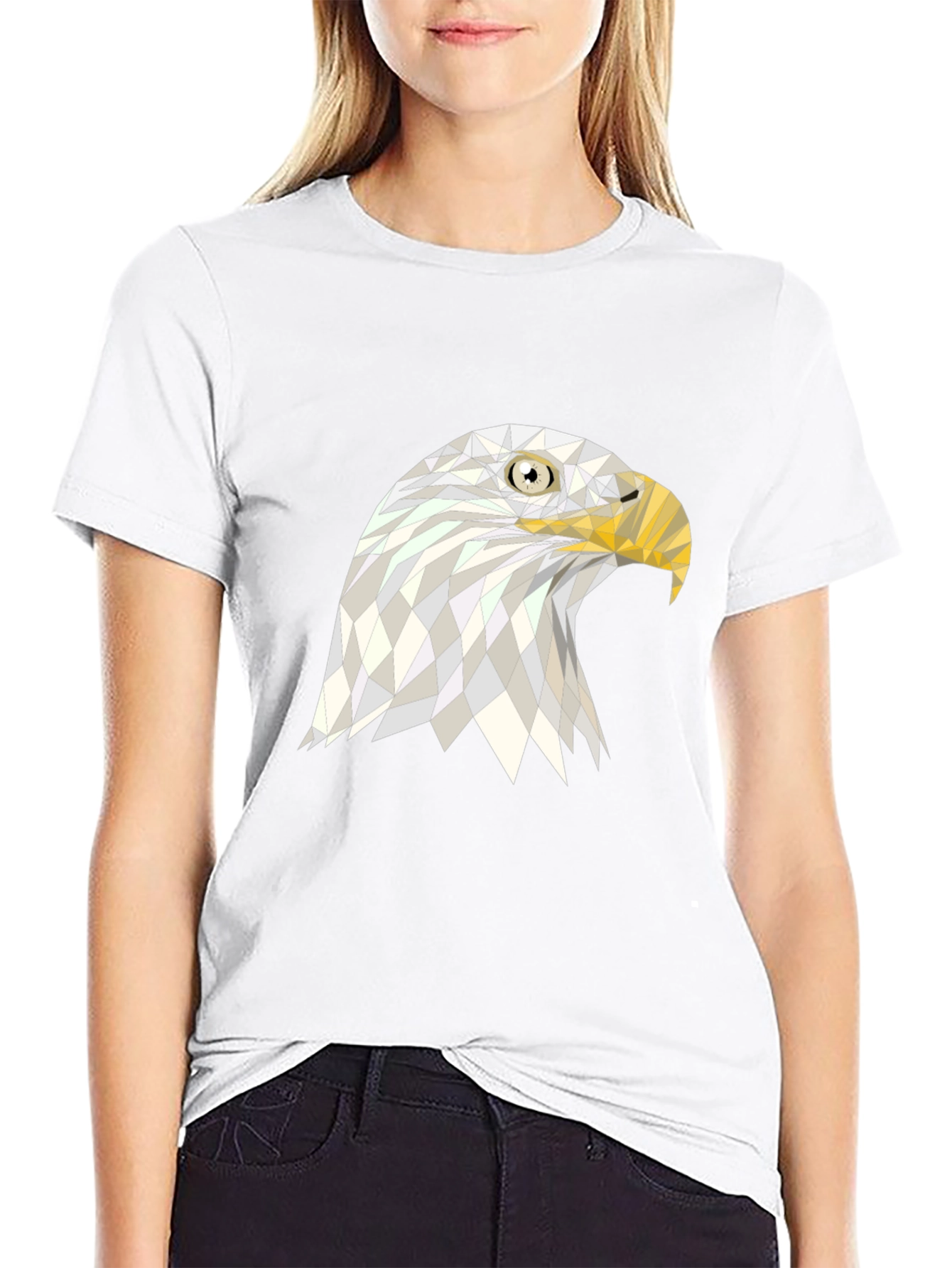 Black Geometric Eagle Graphic Black T-Shirt view 9