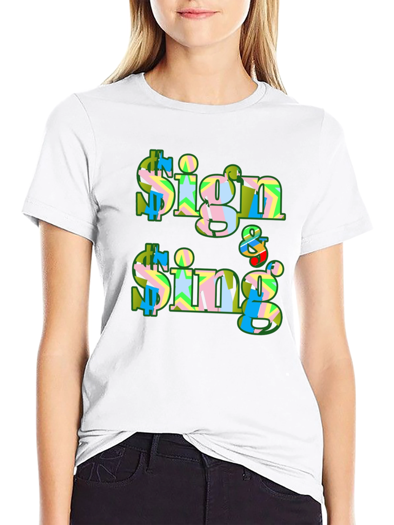 Black Sign & Sing Graphic T-Shirt - Bold Print view 9
