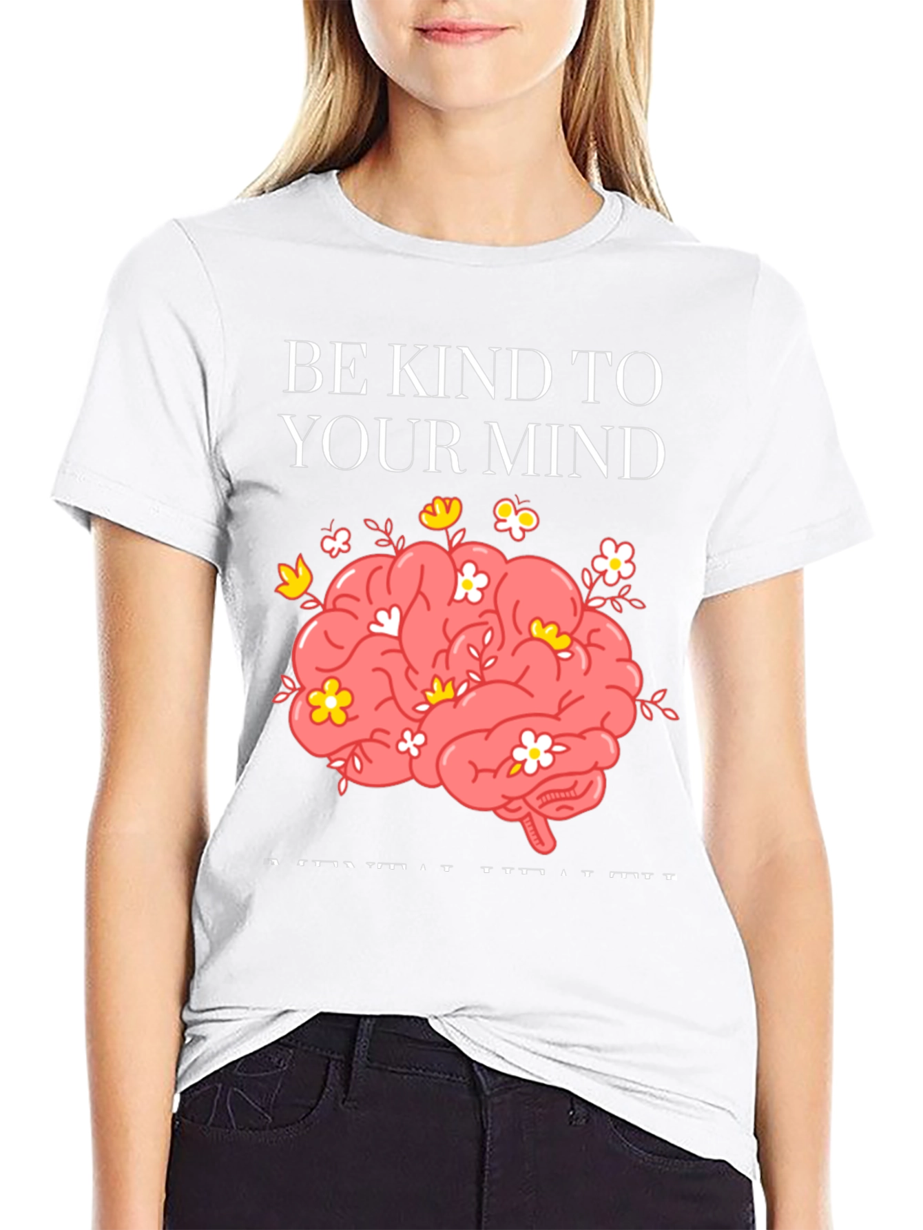 Black Be Kind To Your Mind Graphic Tee view 9