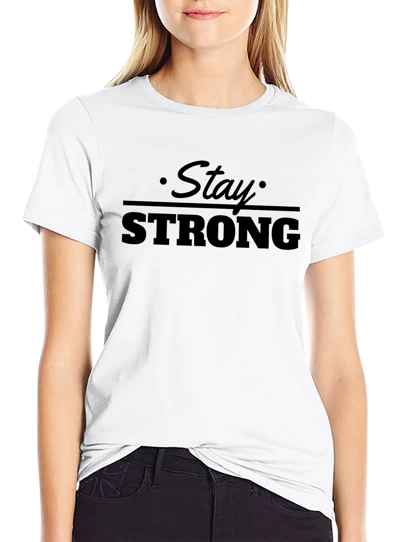 Black Stay Strong Black Graphic T-Shirt view 9