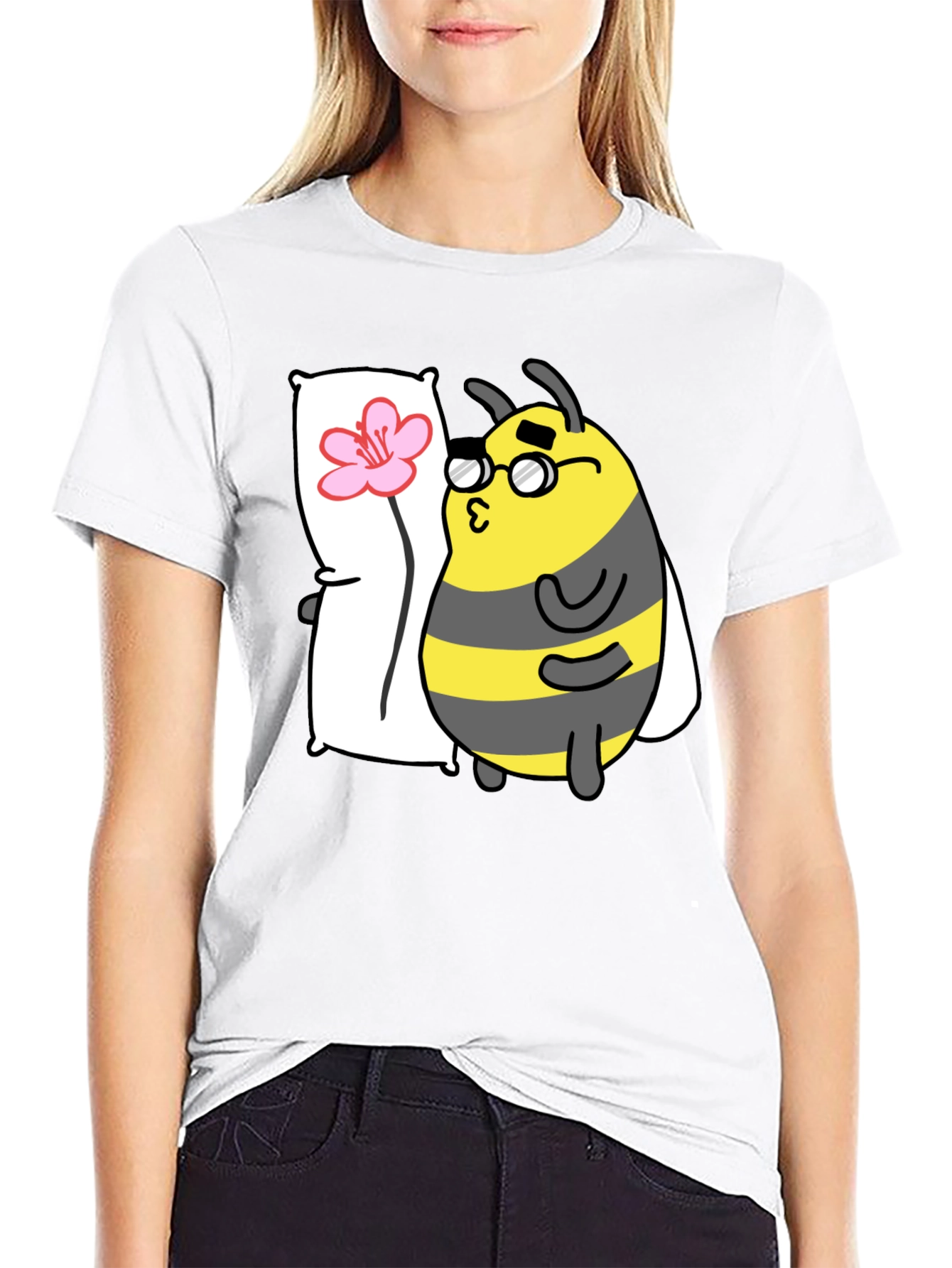 Black Bee with Pillow T-Shirt view 9