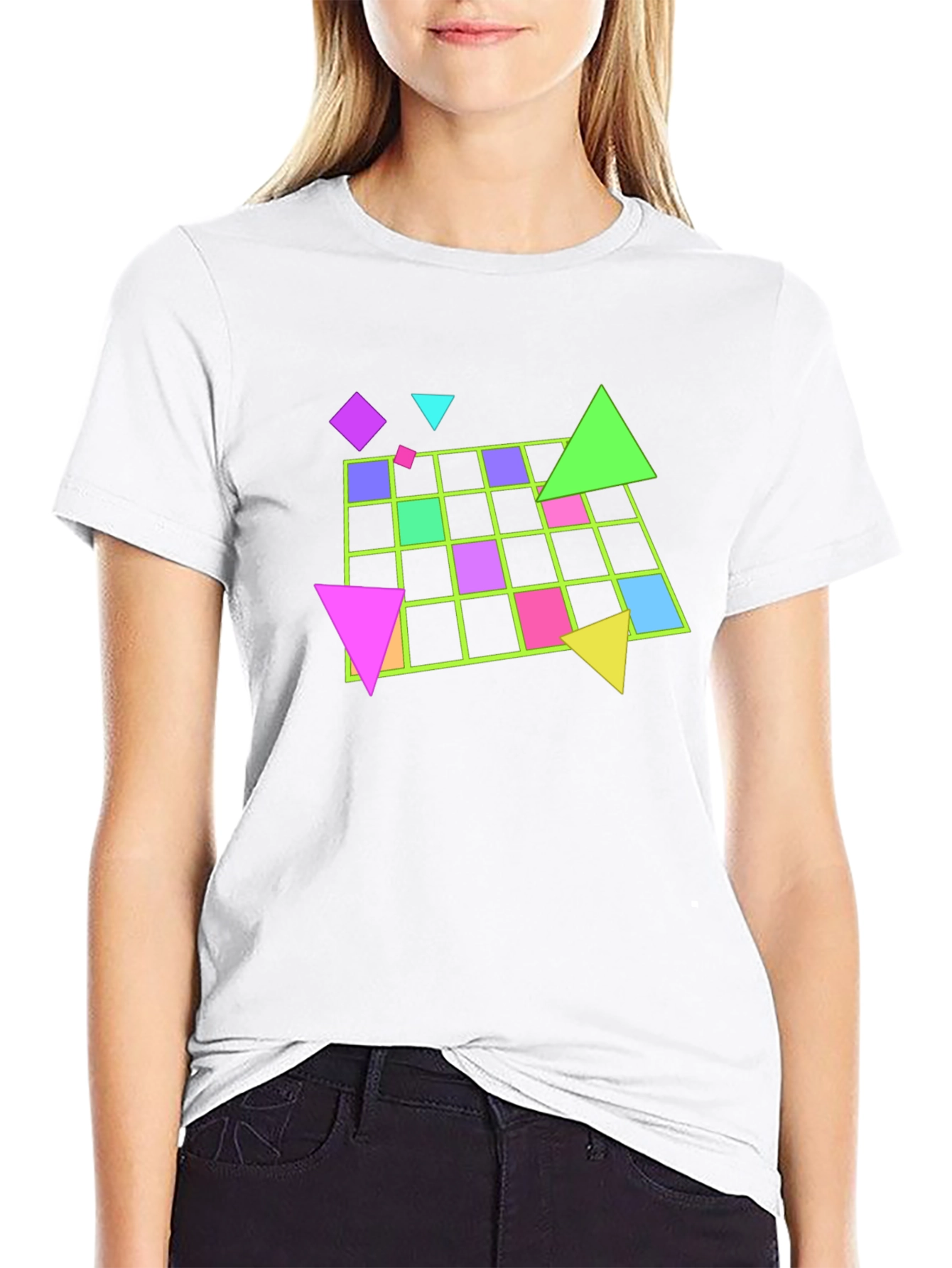Black Geometric 80s Retro T-Shirt - Black view 9