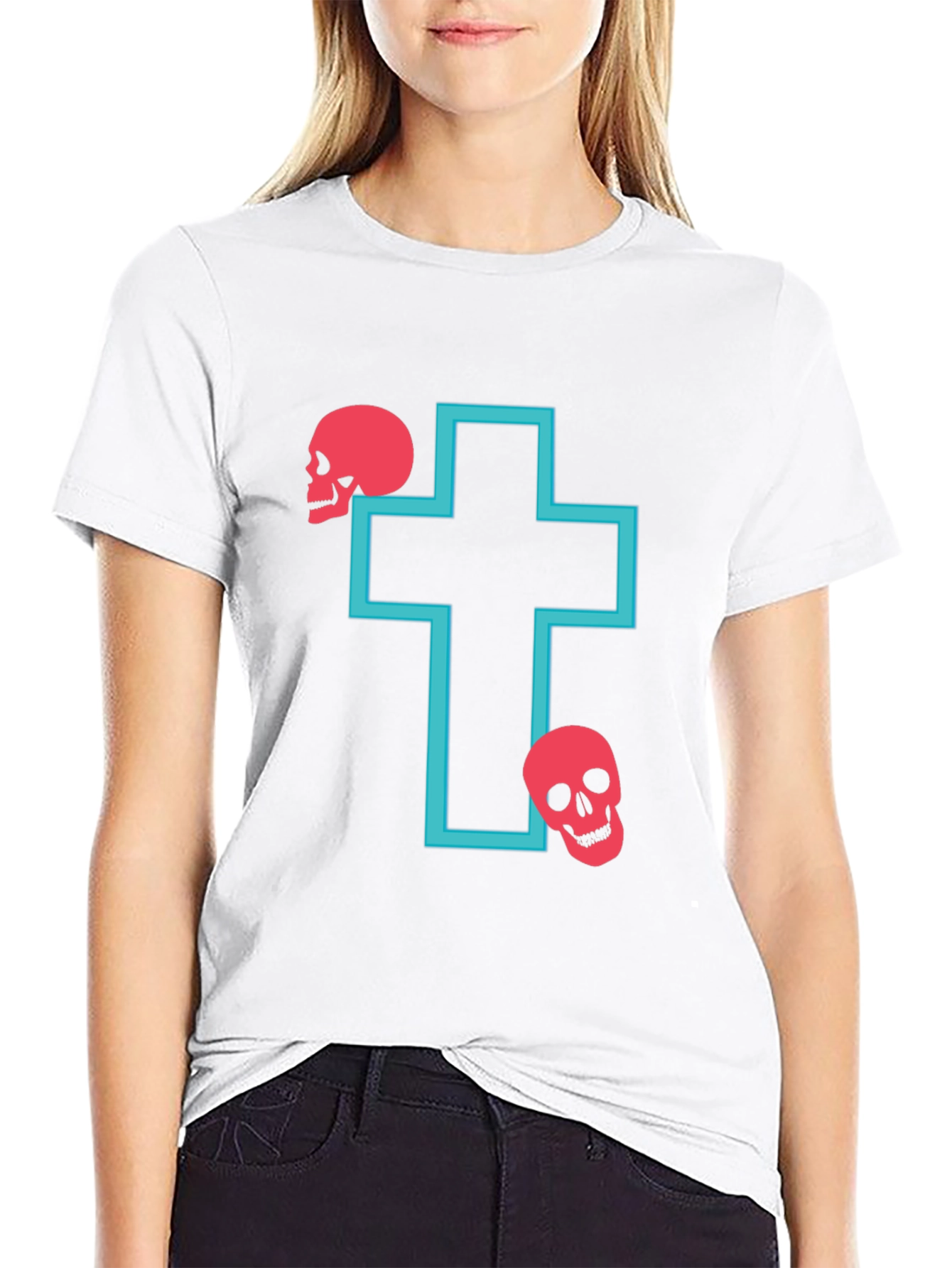 Black Skull Cross Graphic T-Shirt view 9