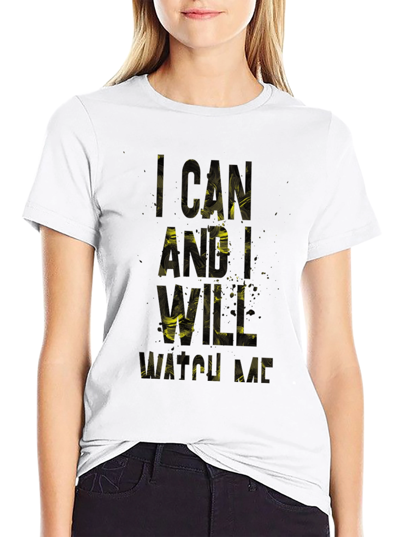 Black Motivational 'I Can and I Will' Black T-Shirt view 9