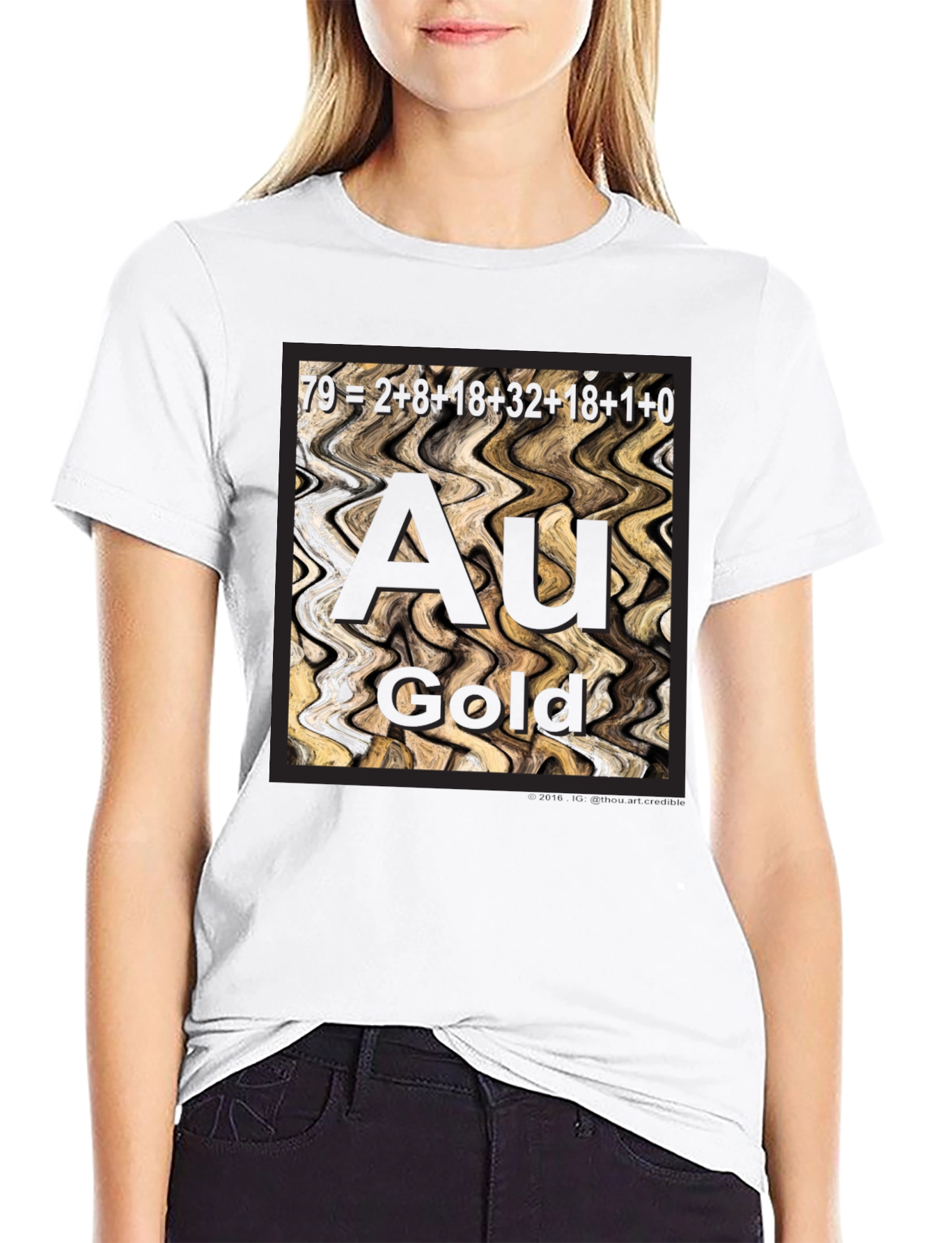 Black Gold Element Periodic Table Graphic Tee - Black view 9