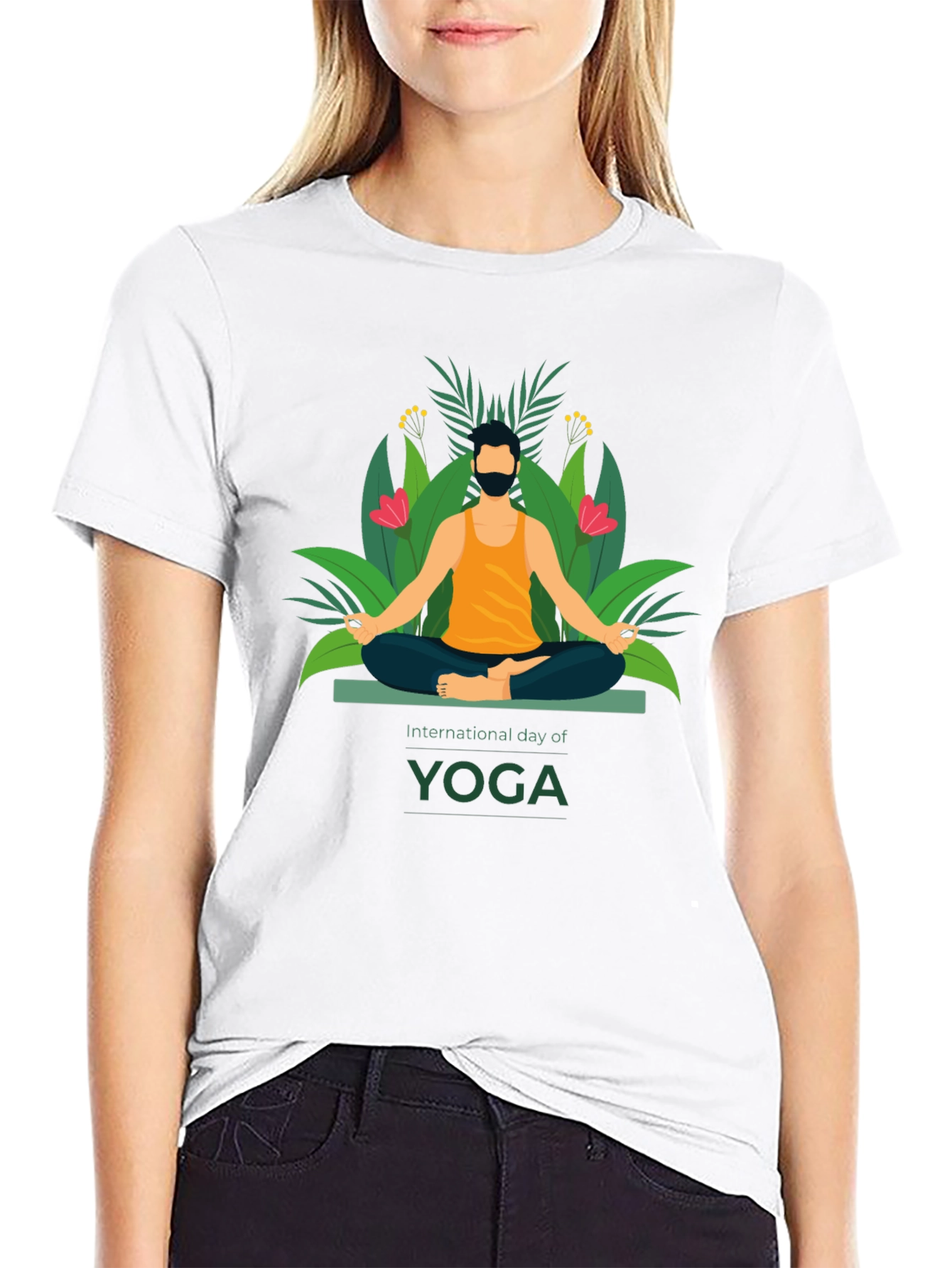 Black International Yoga Day Graphic Tee - Black view 9